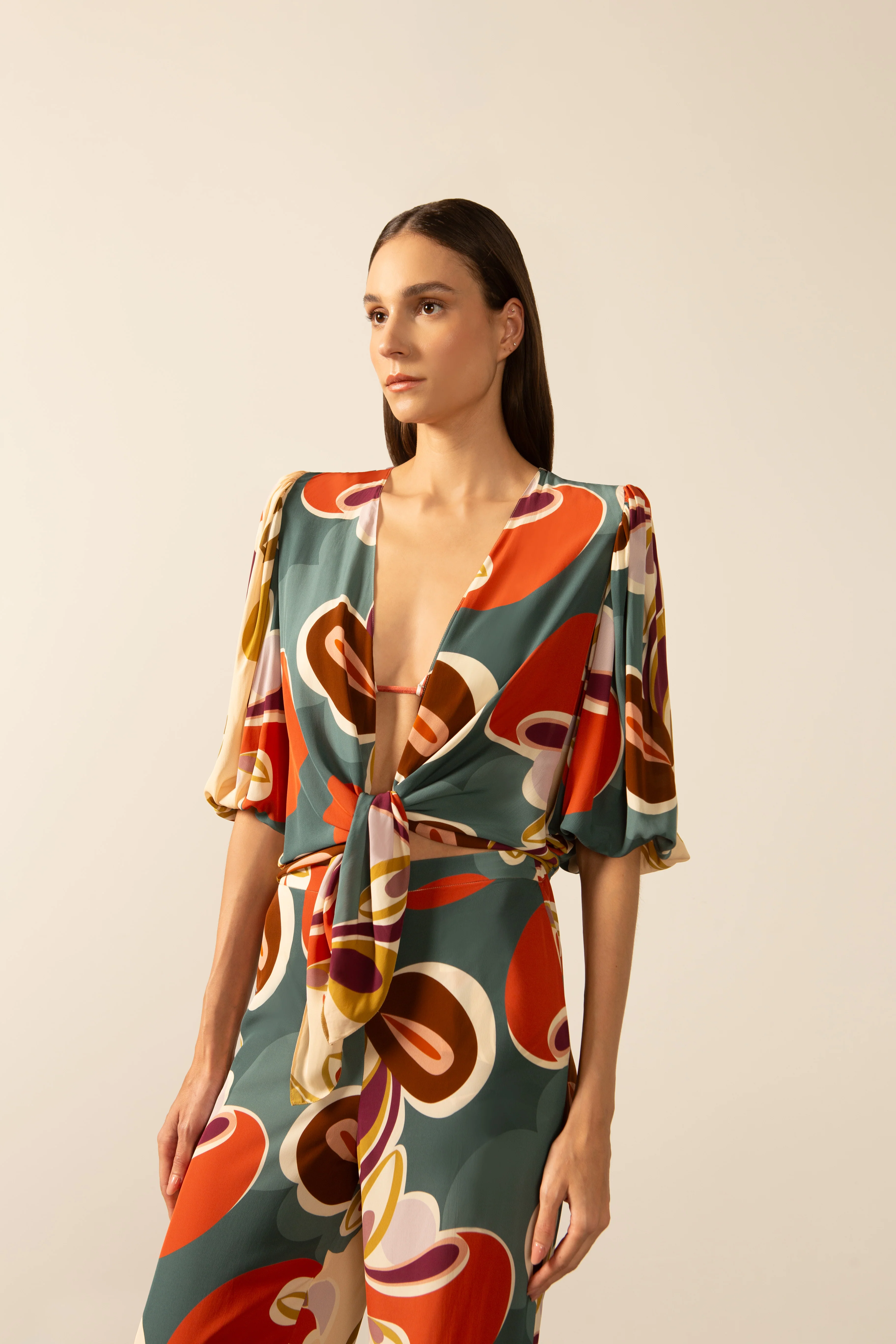 Organic Floral Puff-Sleeved Blouse - Image 3