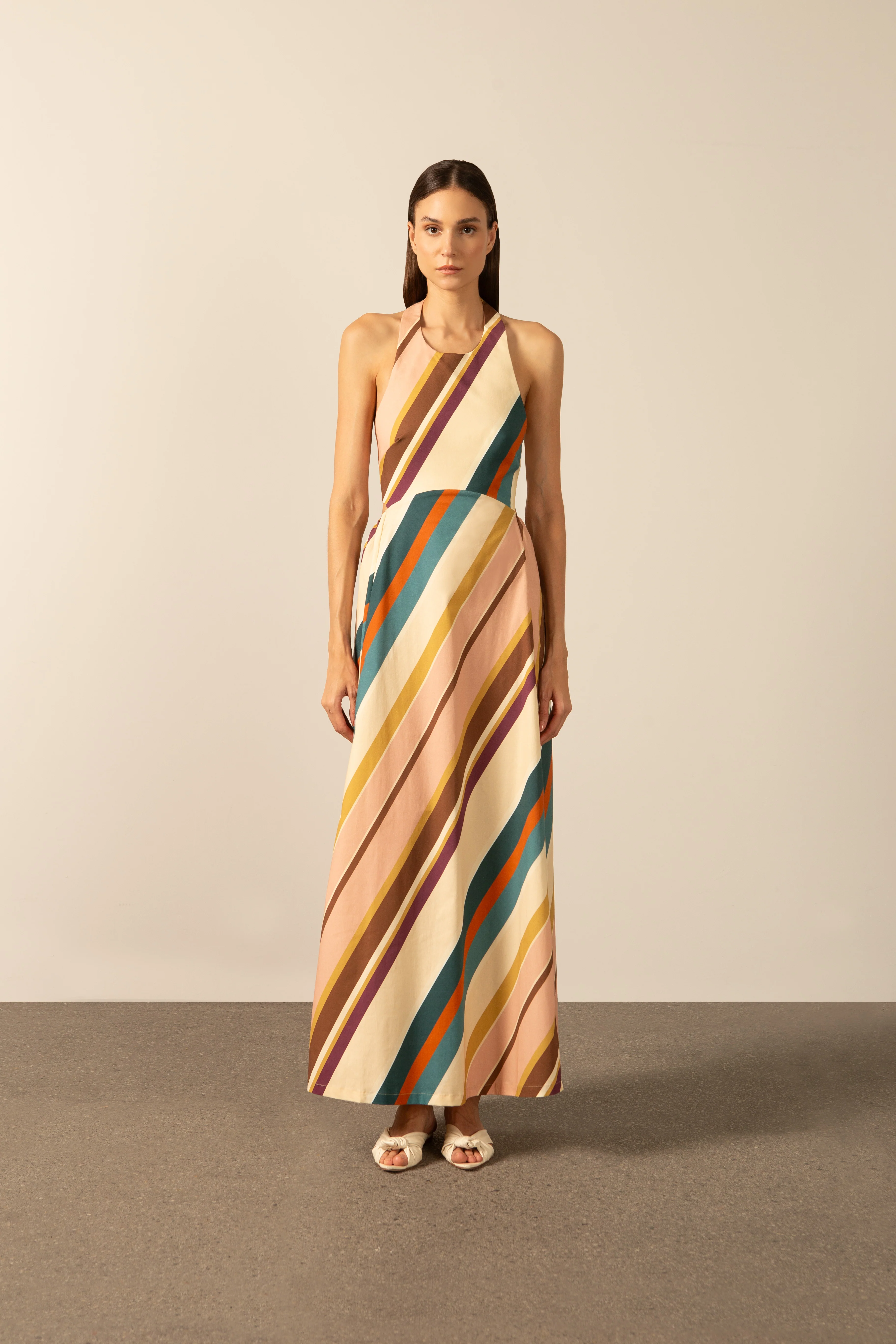 Organic Stripes Halter Long Dress - Image 3