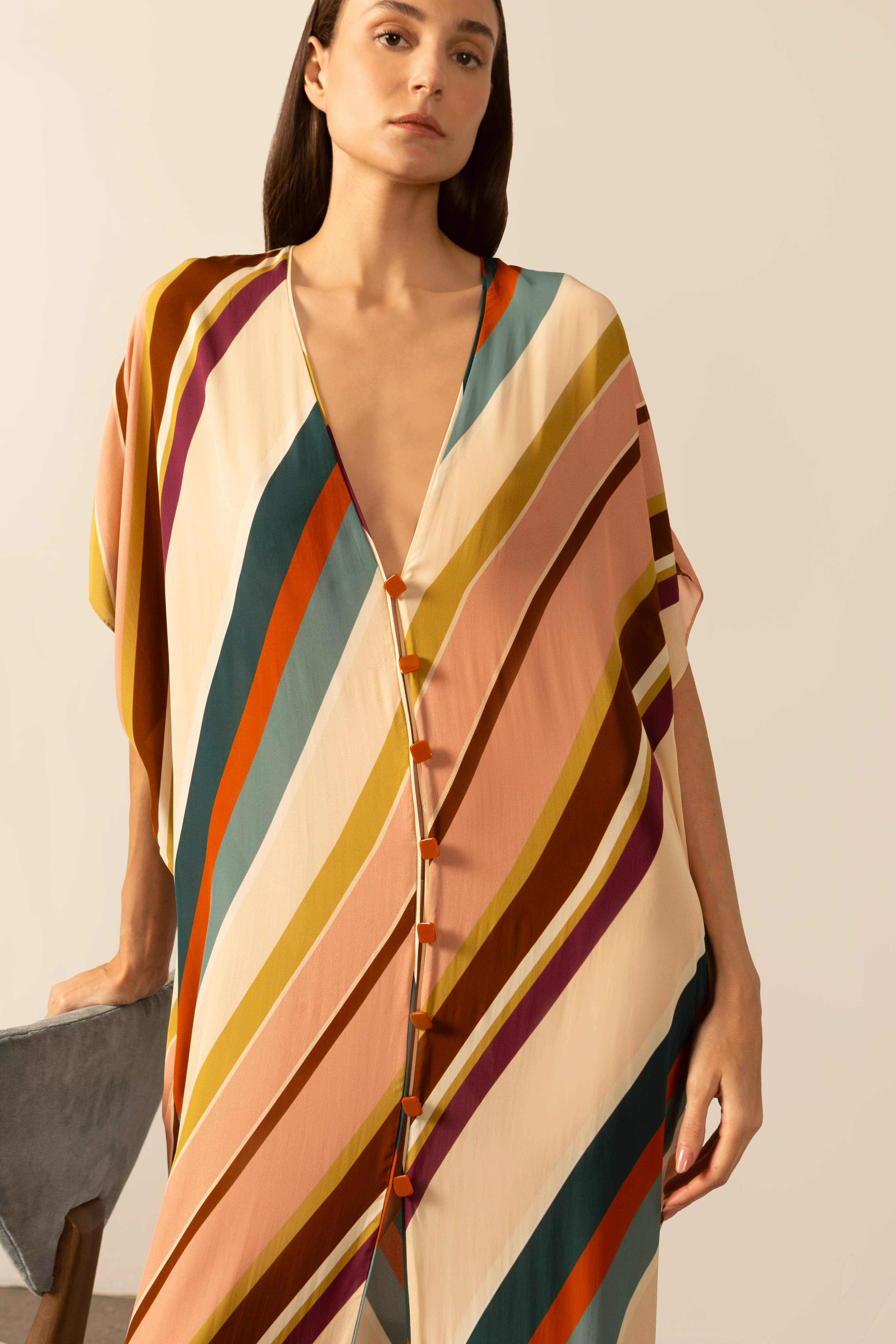 Organic Stripes Long Kaftan - Image 3