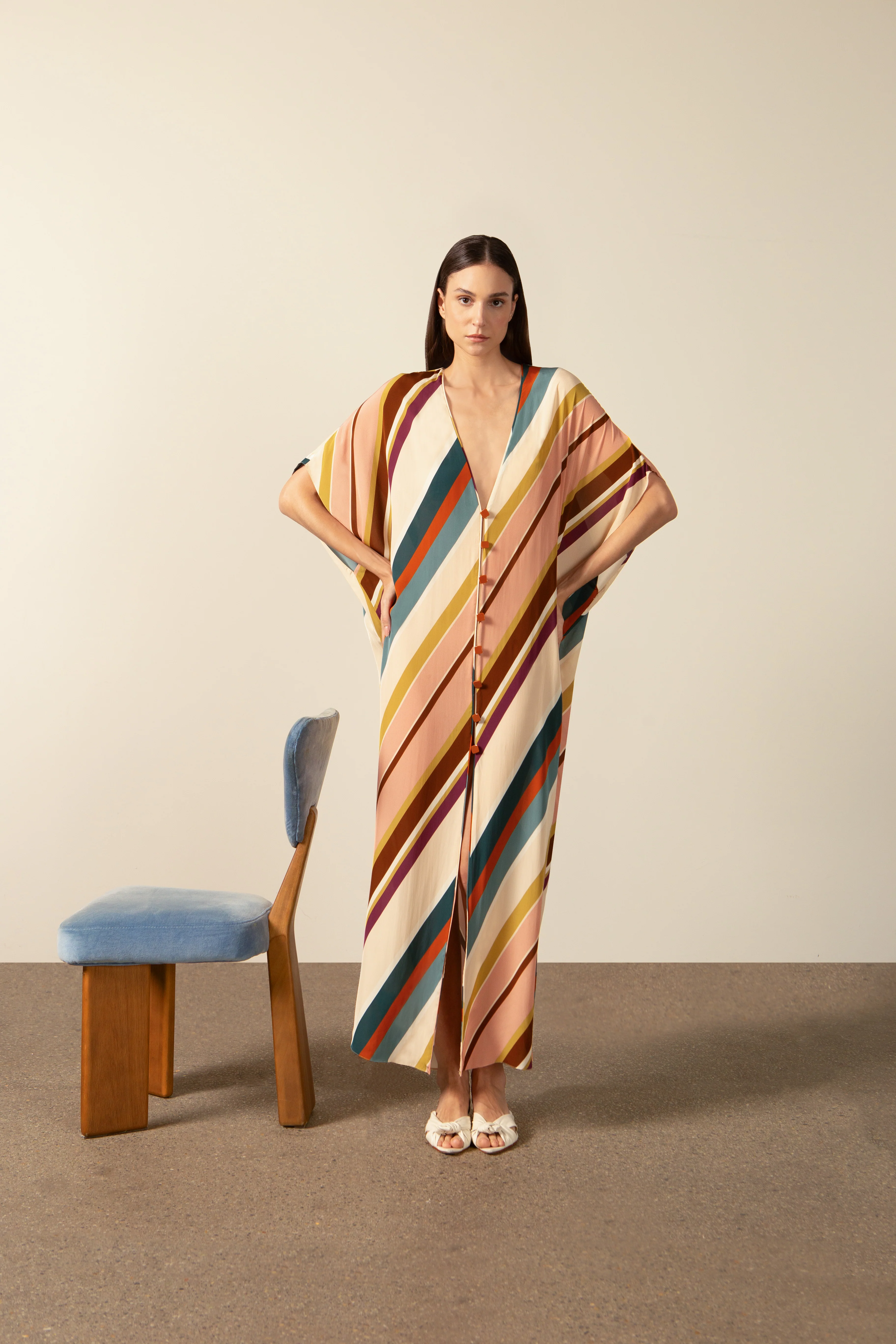 Organic Stripes Long Kaftan - Image 4