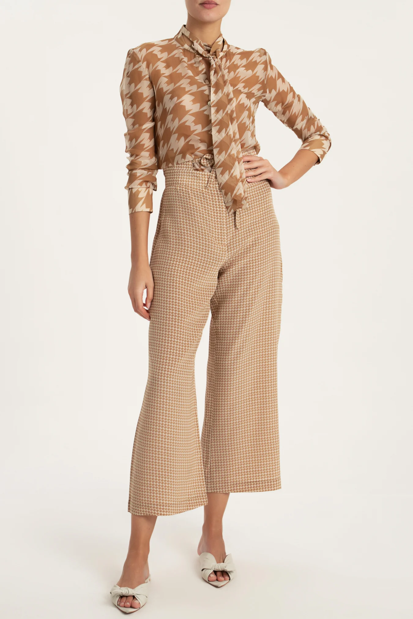 Pied De Poule Shirt With Tie - Image 5