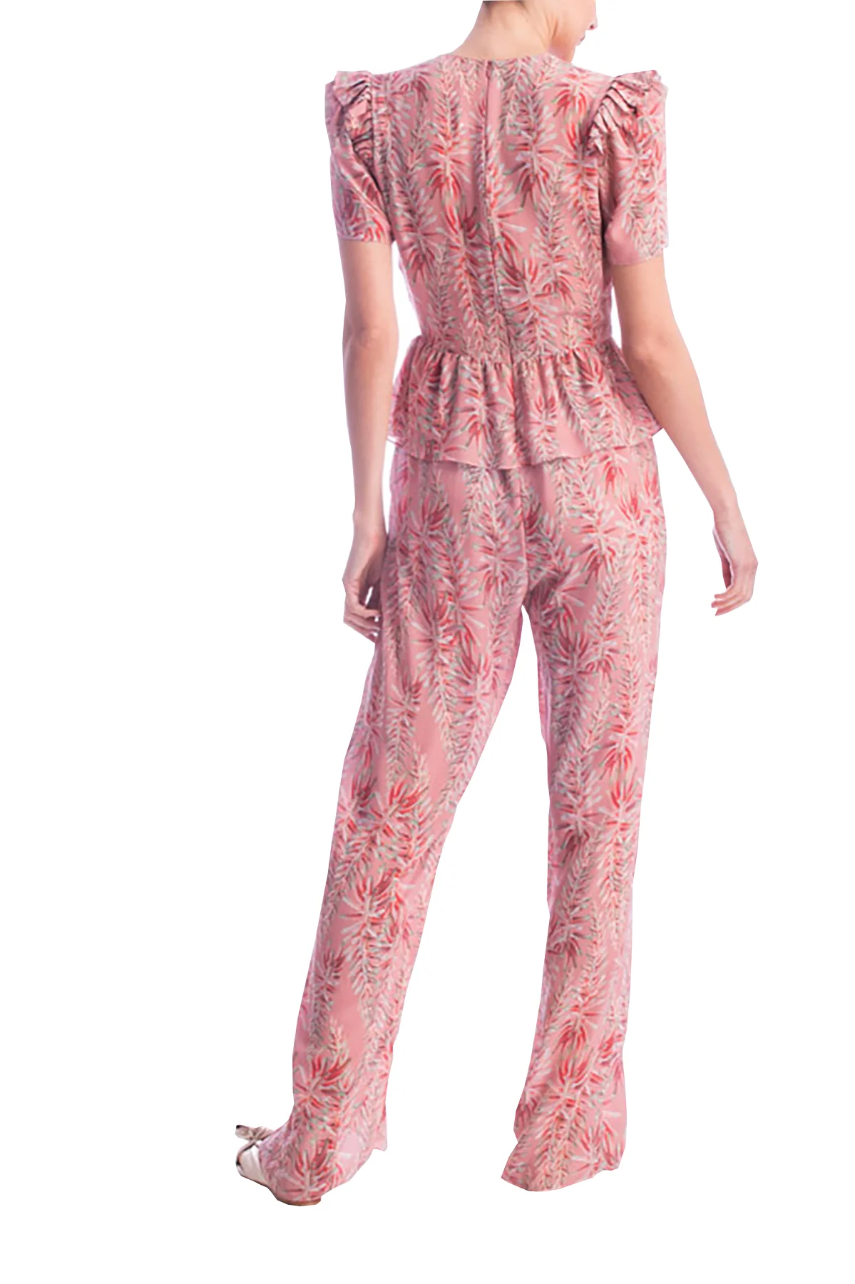 Pink Aloe V-Neck Ruffled Jumpsuit - Image 4