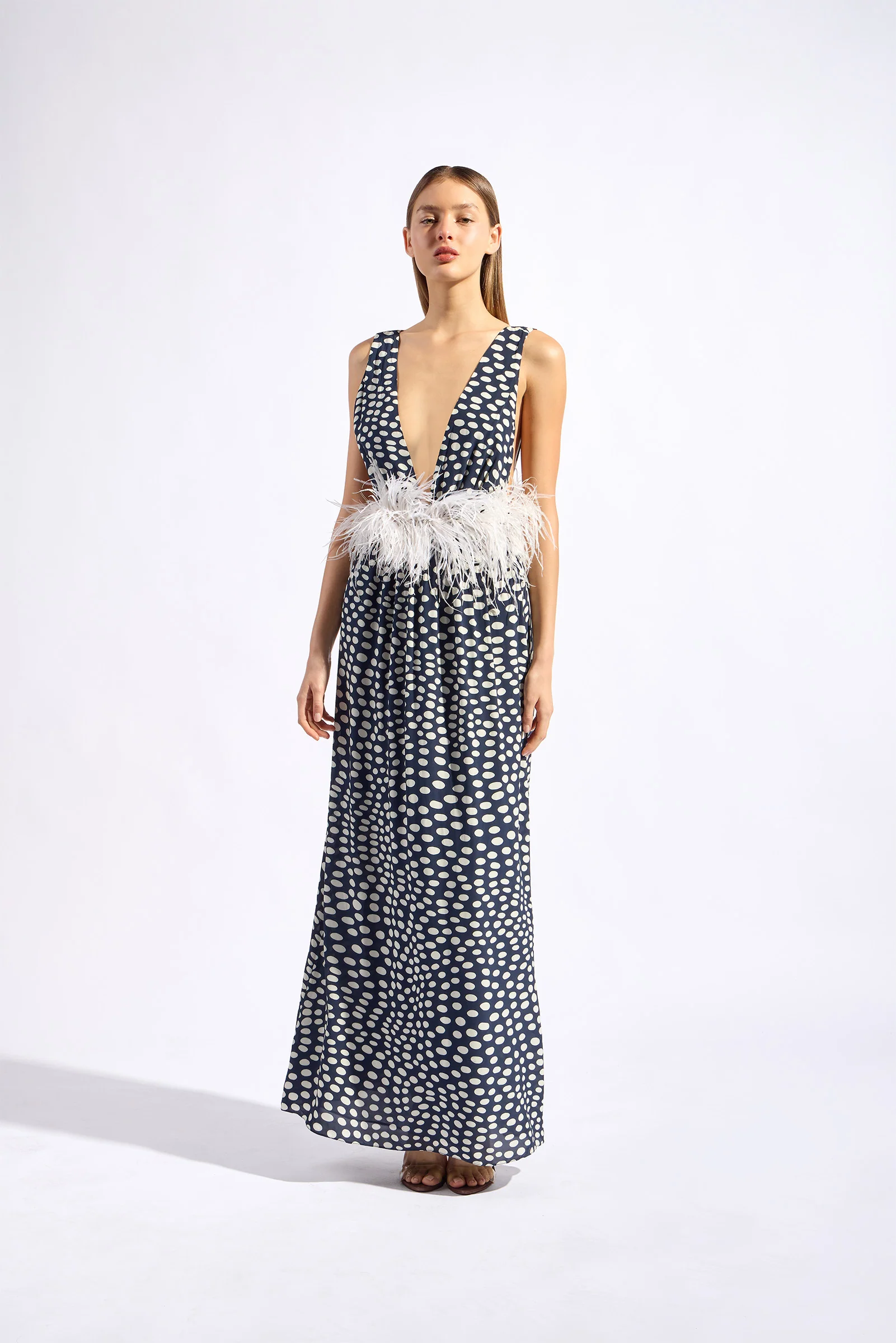 Pois Plunge-Neck Long Dress - Image 5