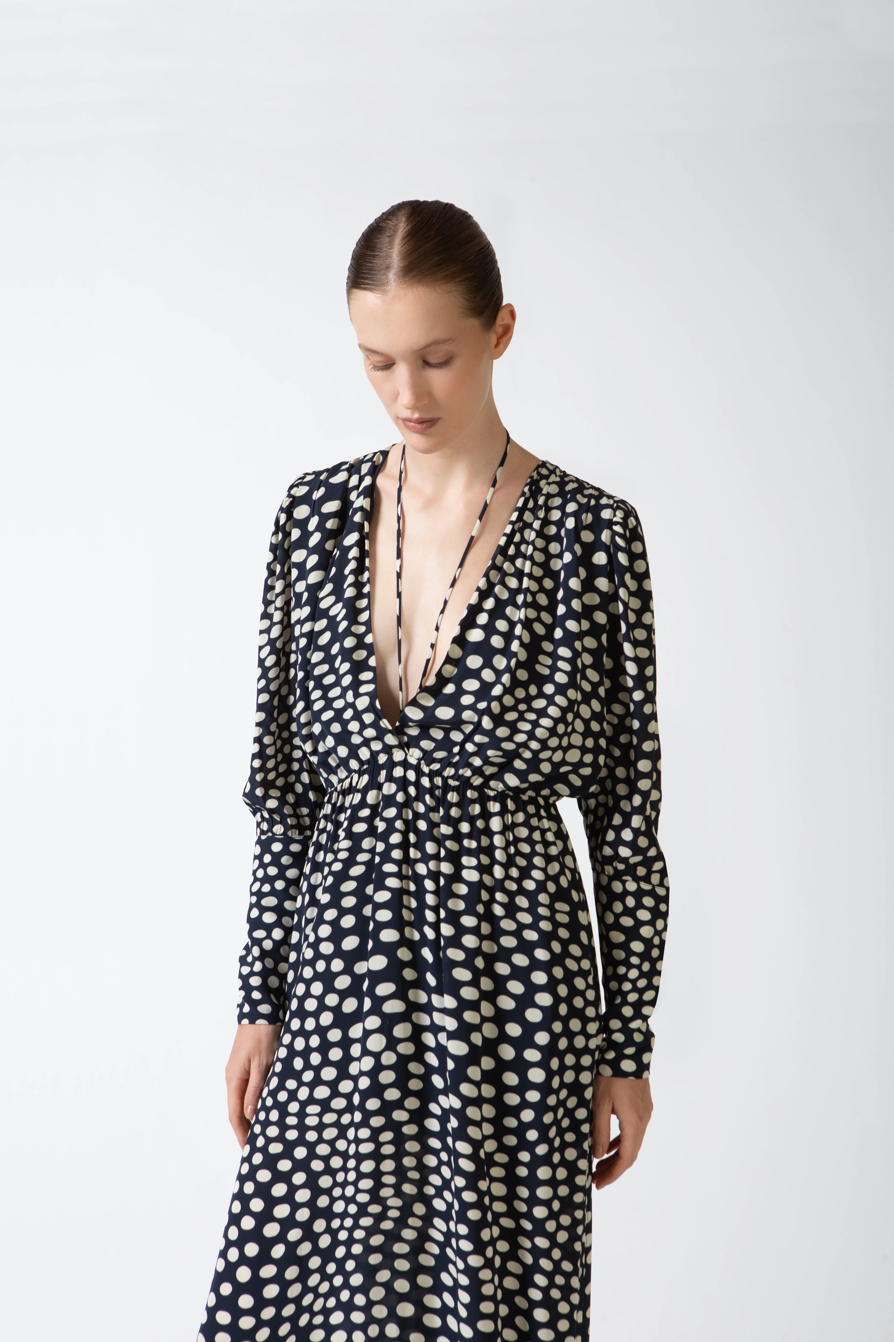 Pois Plunge-Neck Maxi Dress - Image 3