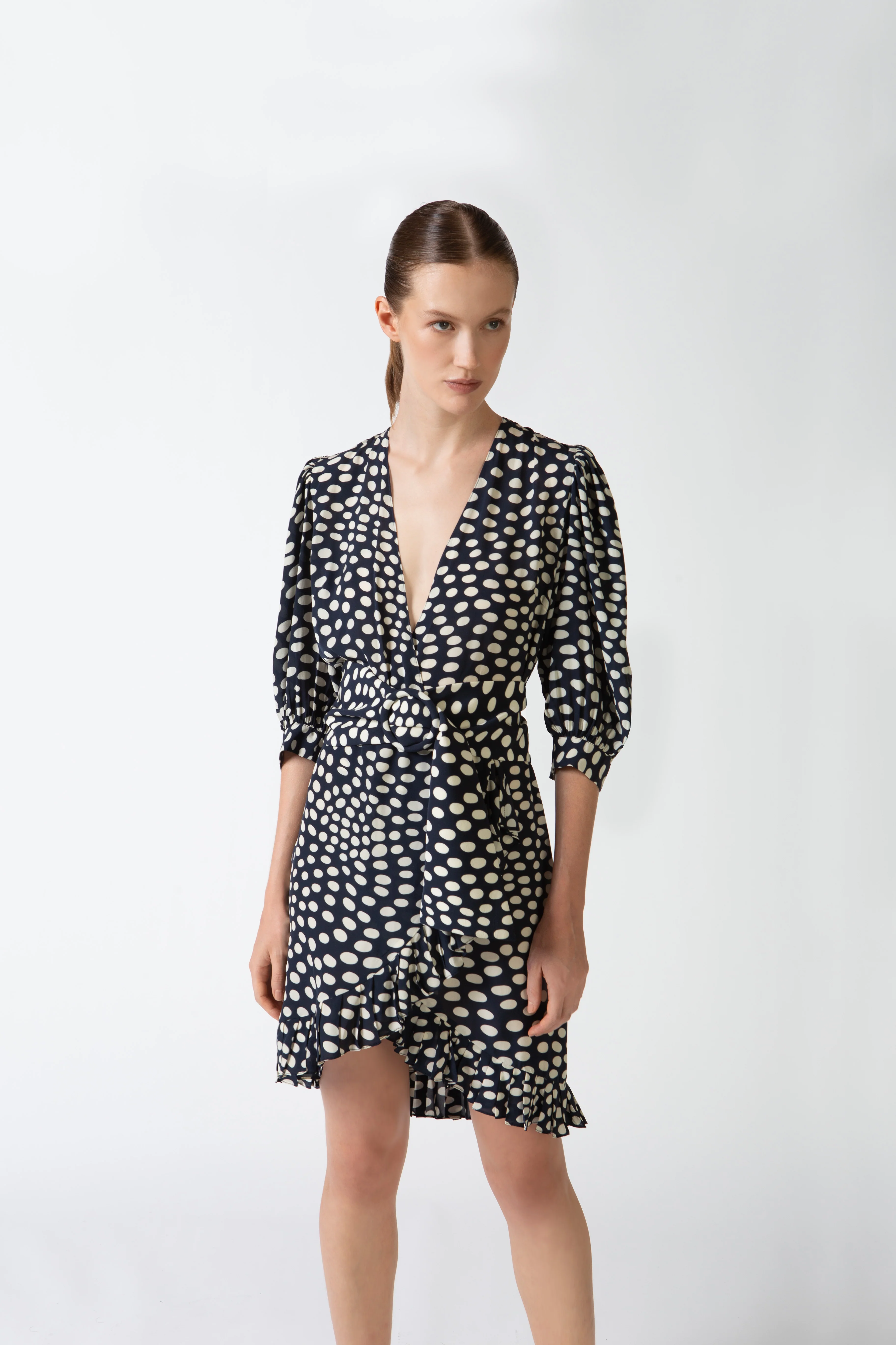 Pois Plunge-Neck Short Dress - Image 3