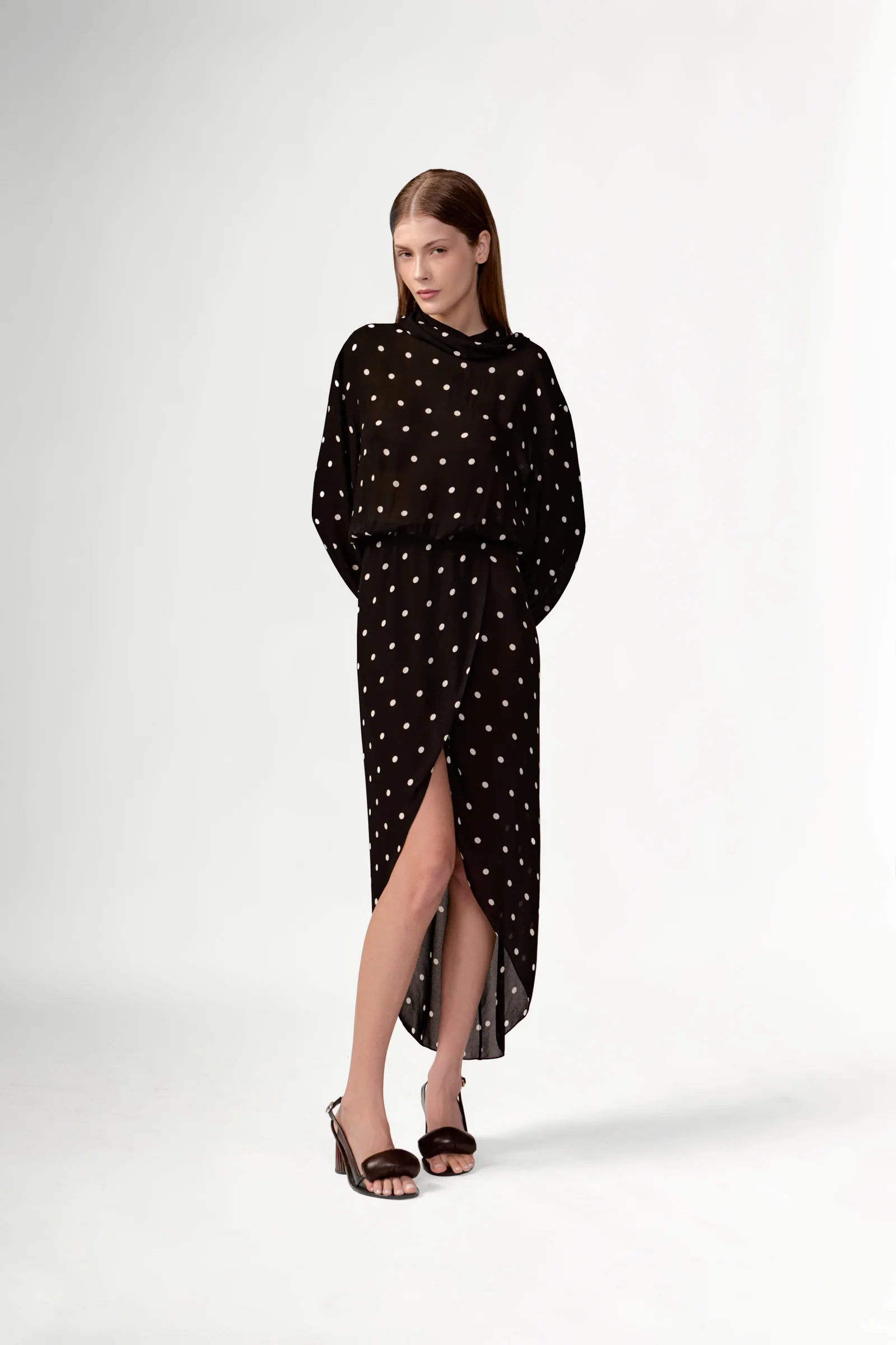 Polka Dots Long Sleeve Maxi Dress - Image 5