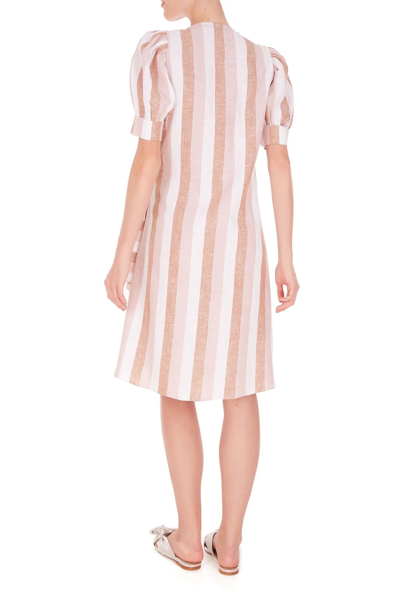 Porto Striped Short Dress With Knot Detail - Image 2