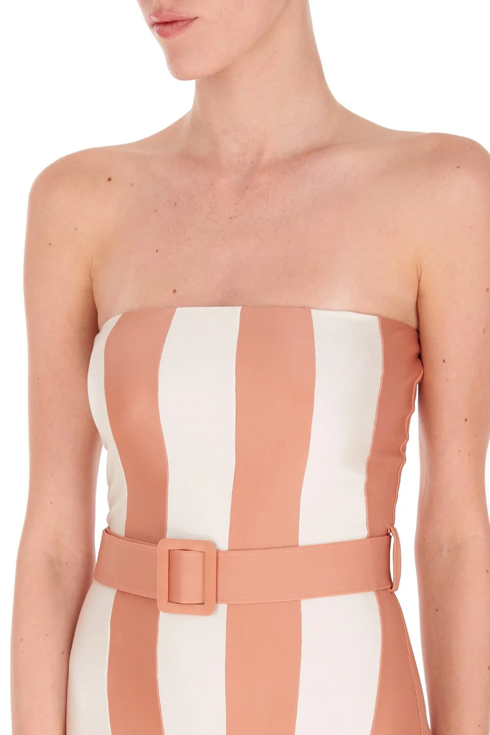 Porto Striped Strapless Swimsuit with Belt - Image 4