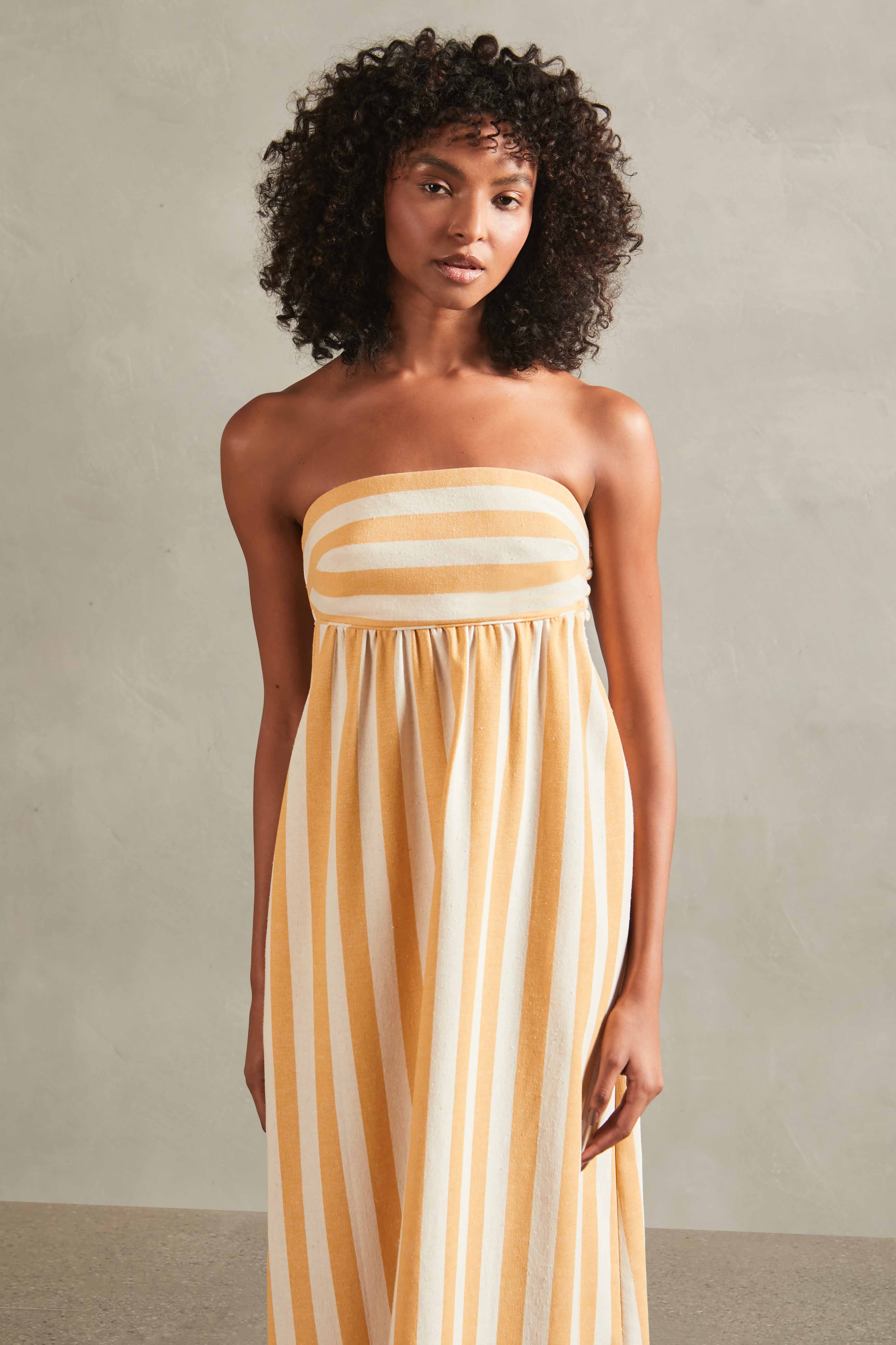 Riviera Striped Strapless Long Dress - Image 3