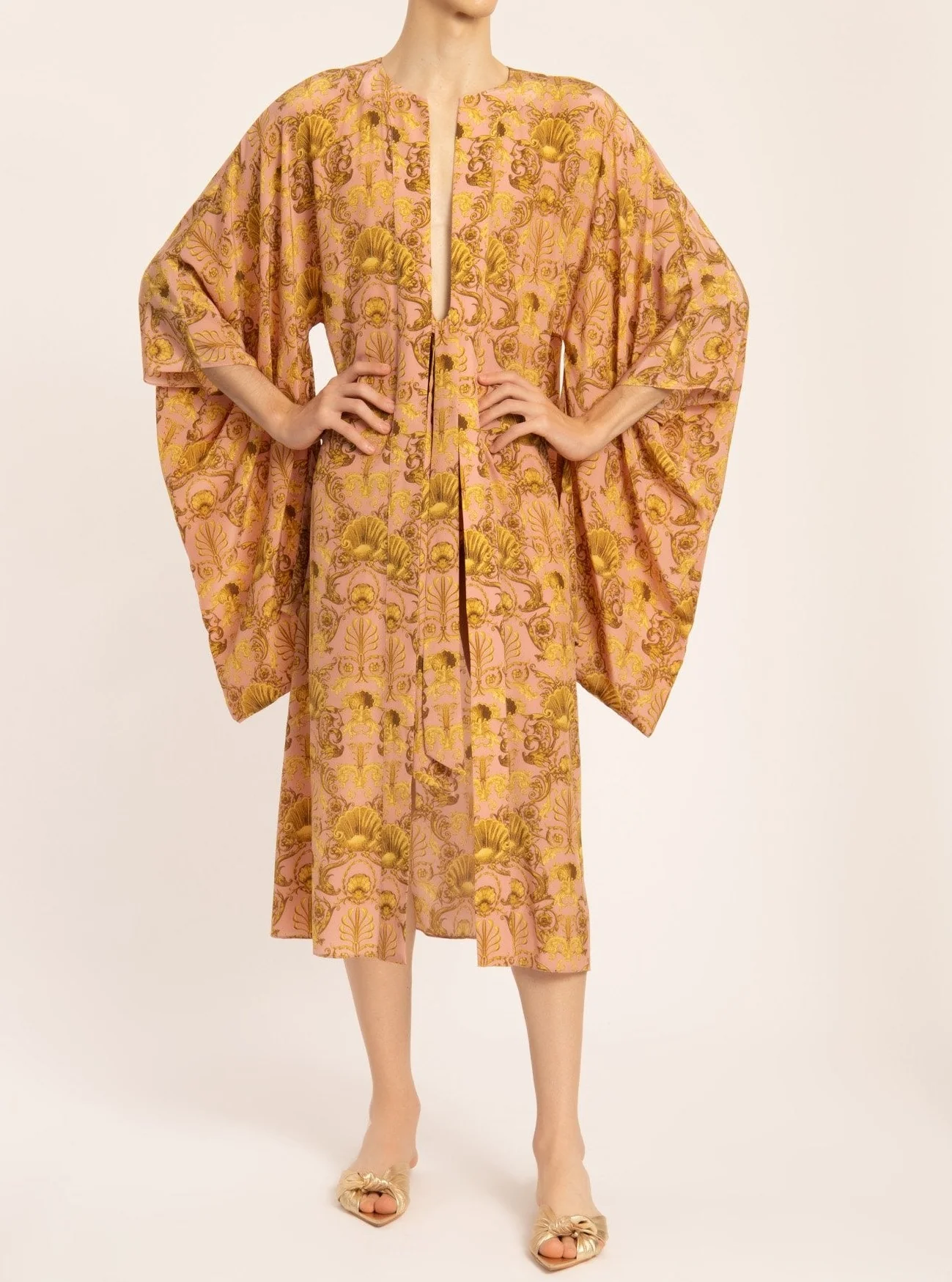 Seashell Midi Robe With Knot - Image 3