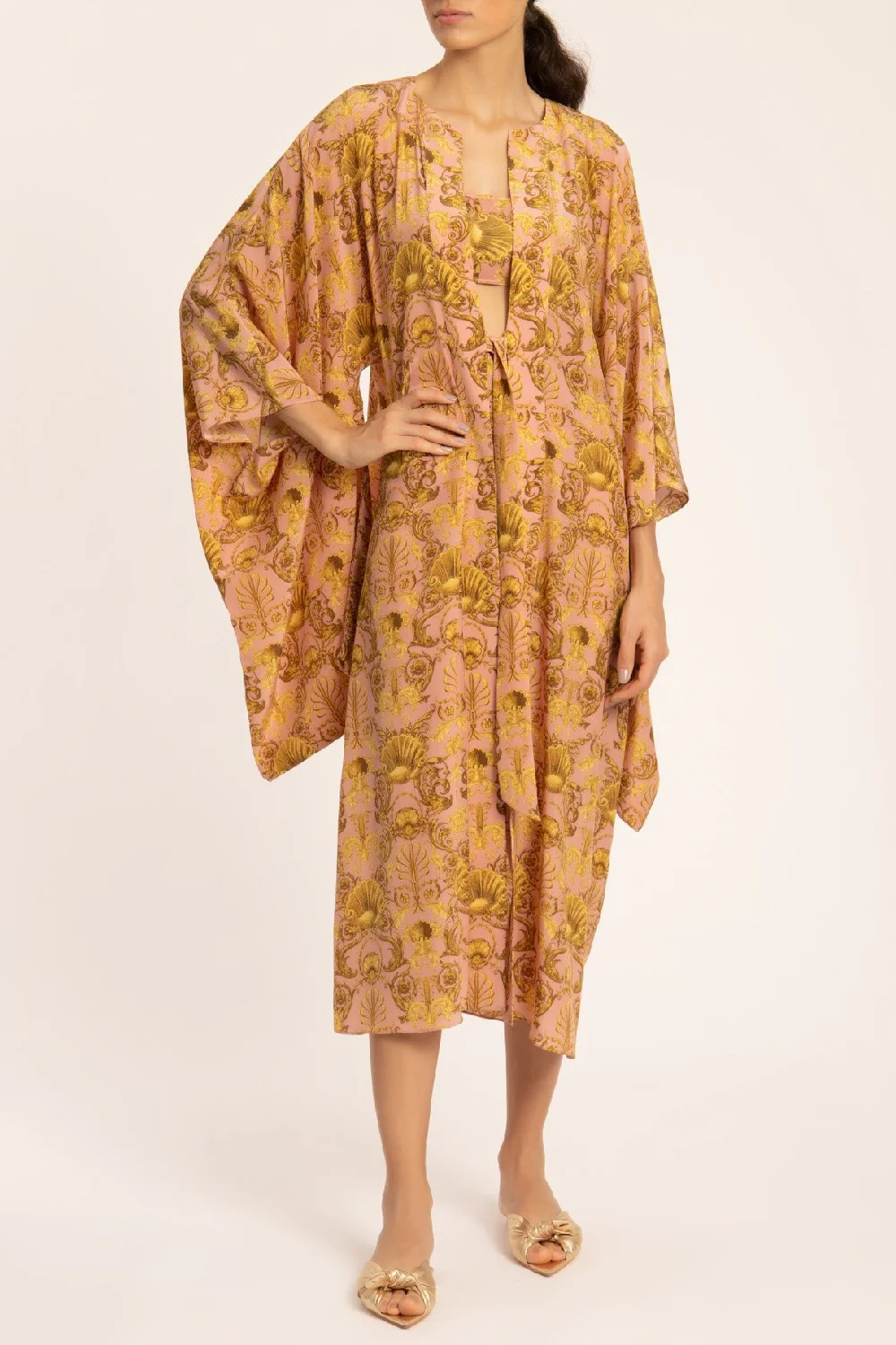 Seashell Midi Robe With Knot - Image 5