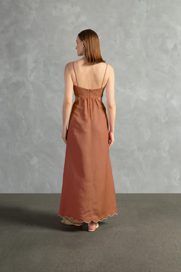 Seashell Solid Cut-Out Long Dress - Image 2