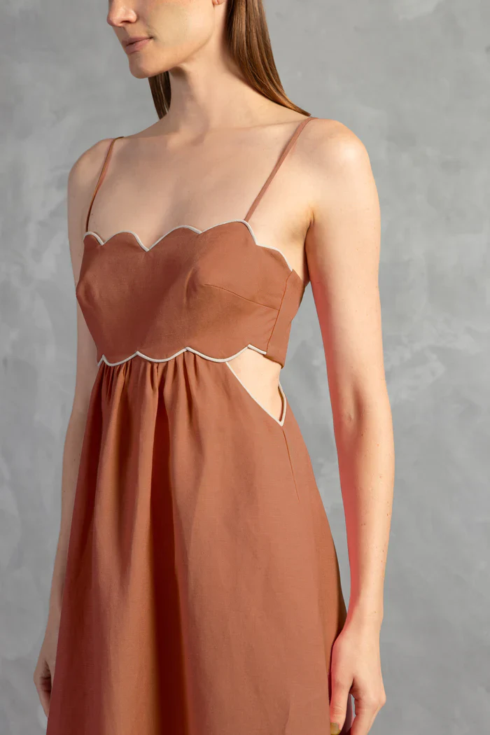 Seashell Solid Cut-Out Long Dress - Image 3
