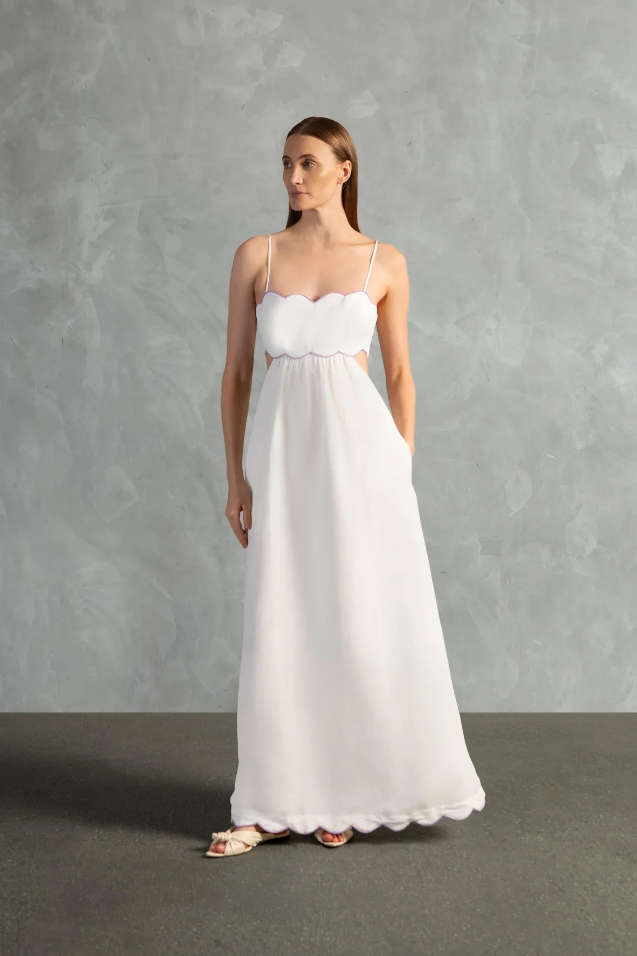 Seashell Solid Cut-Out Long Dress - Image 4
