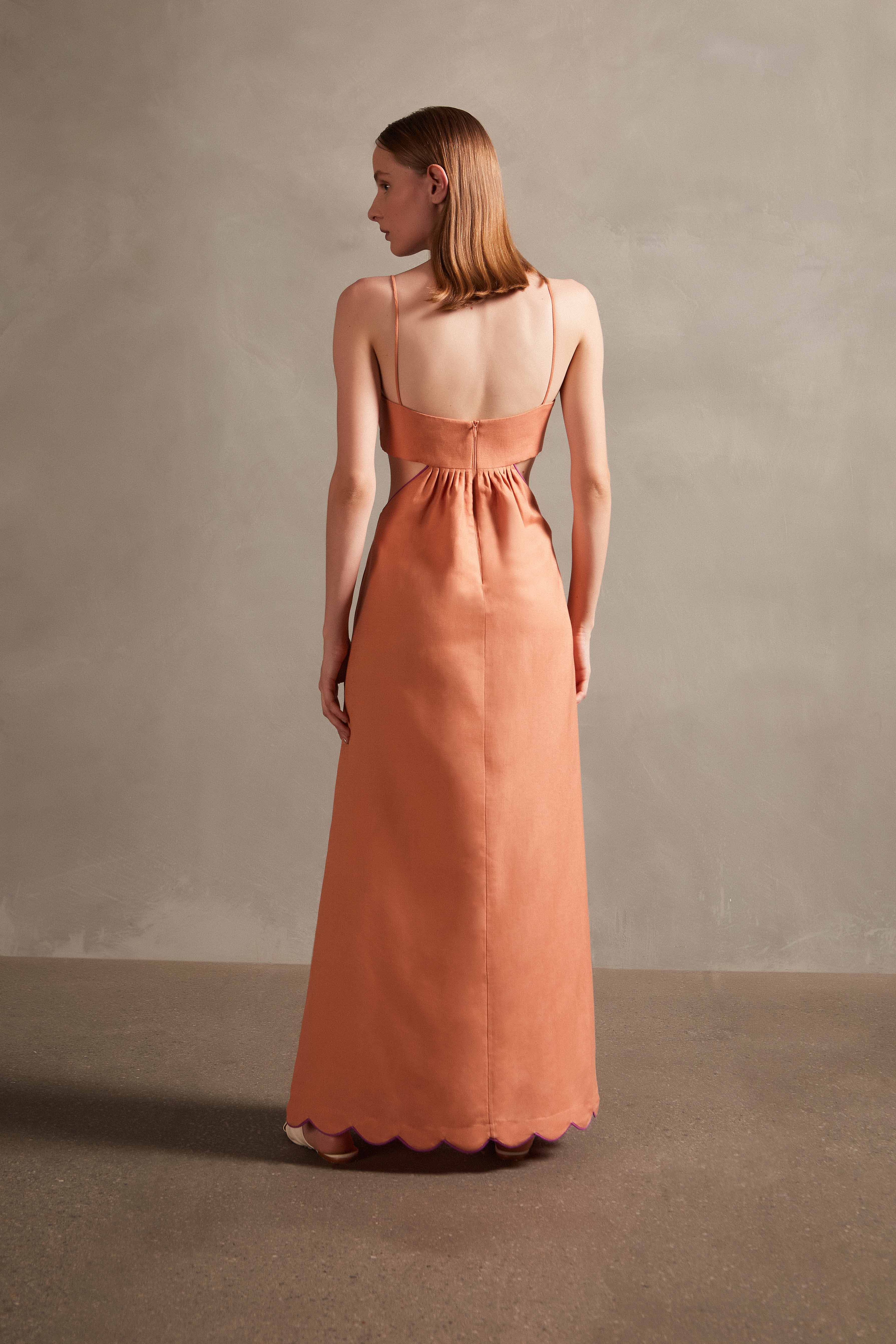 Seashell Solid Cut-Out Long Dress - Image 7
