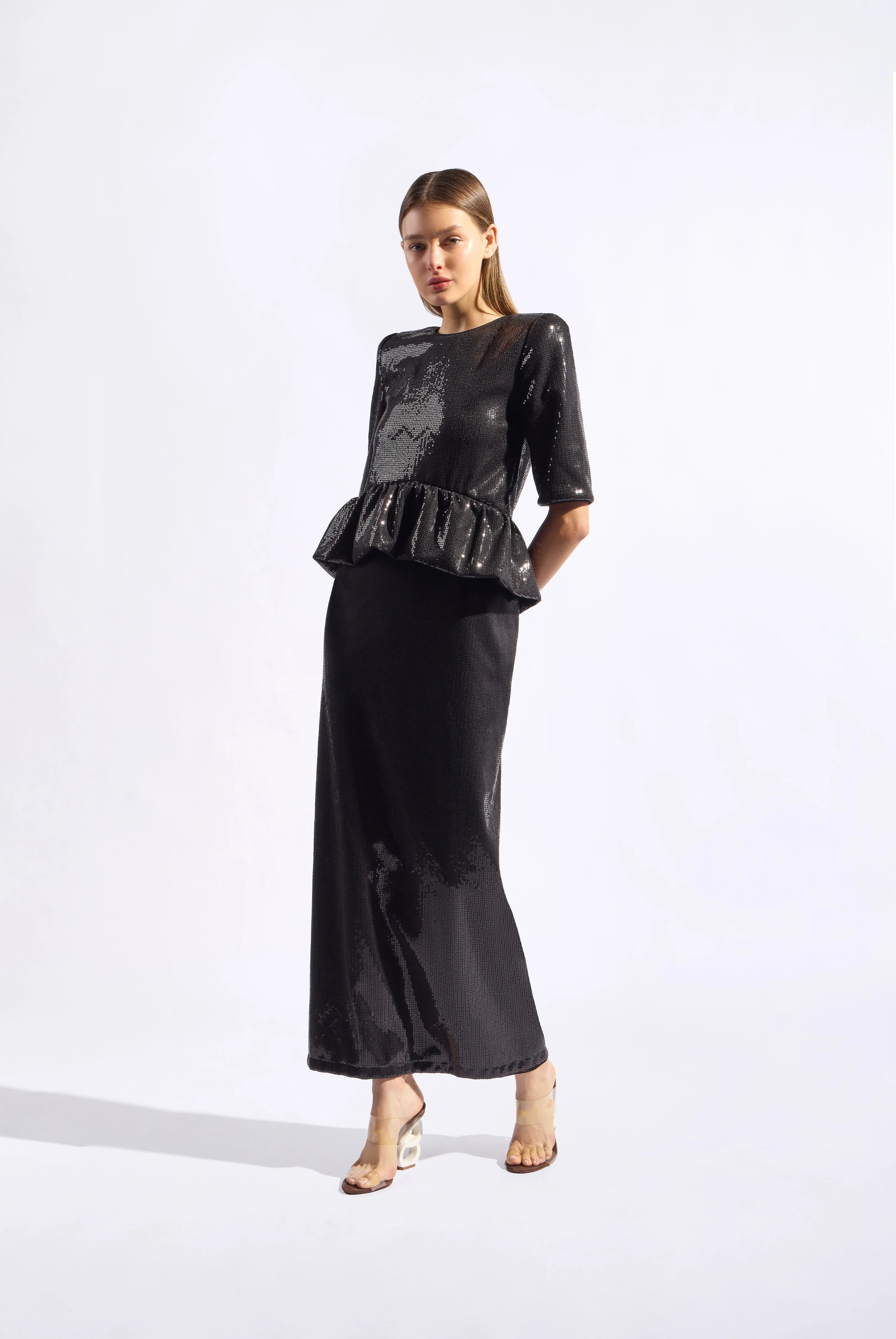 Sequin Peplum Maxi Dress - Image 3