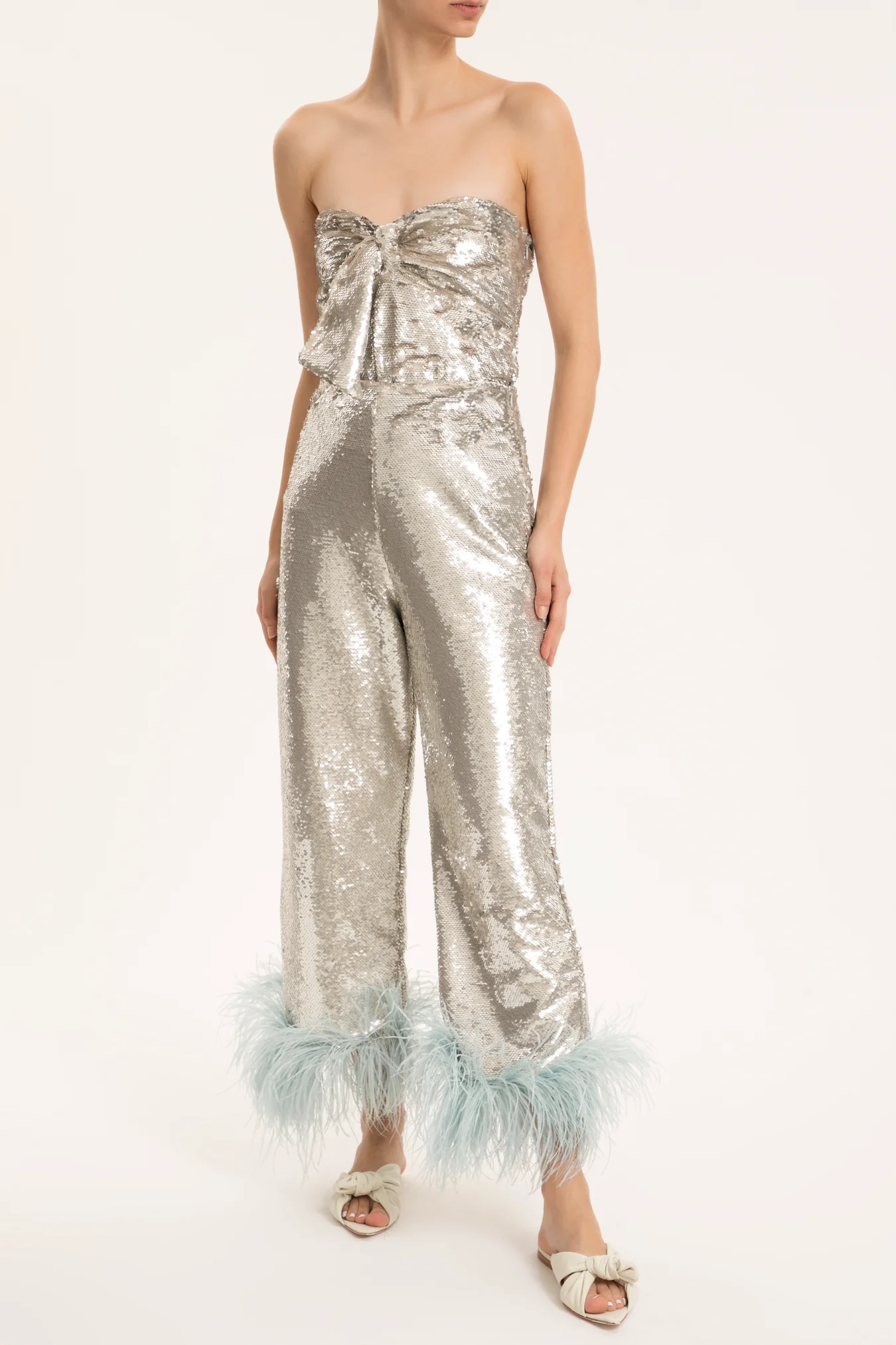 Sequins Strapless Swimsuit With Bow - Image 5