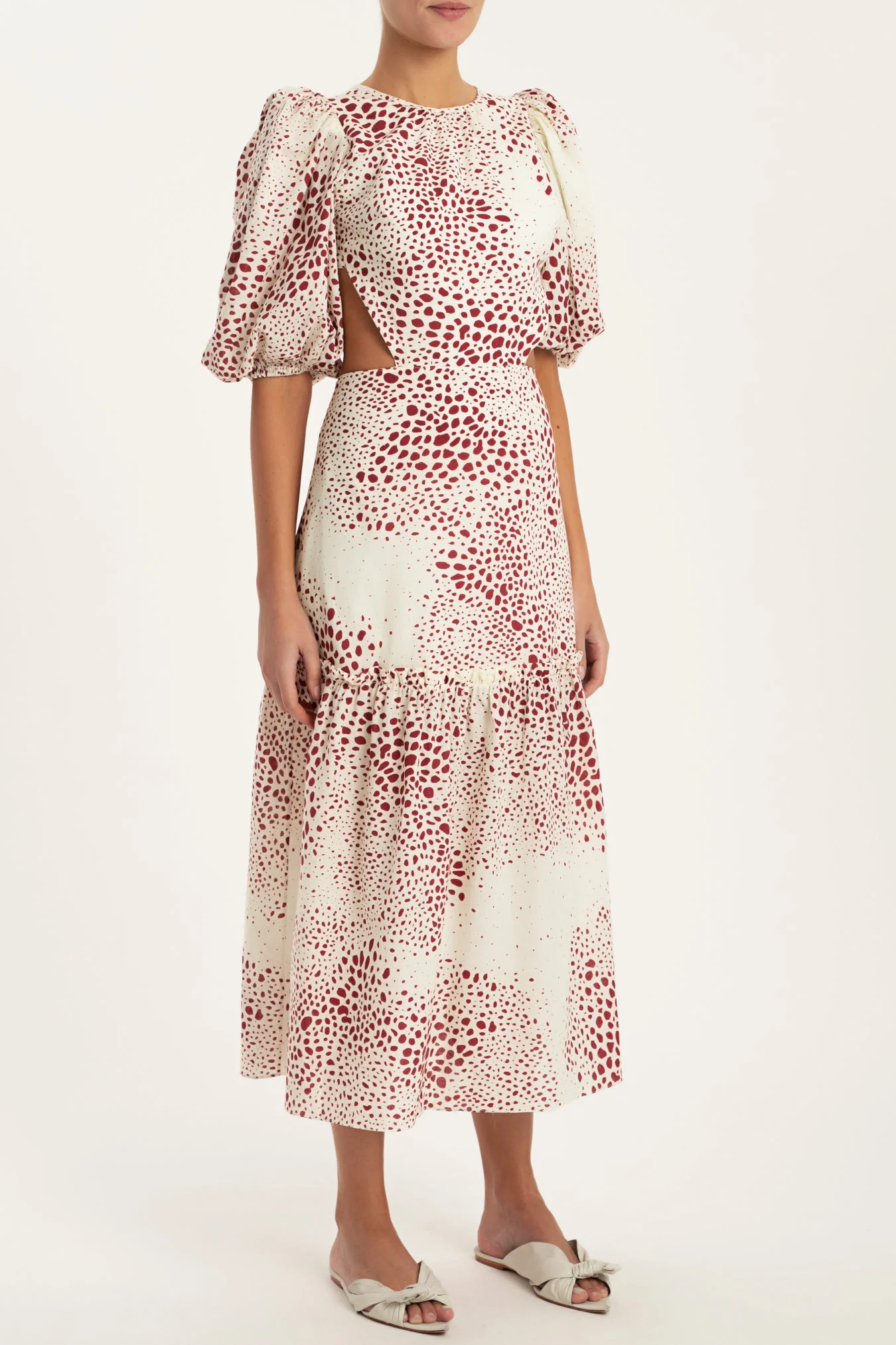 Serpent Puff-sleeved Midi Dress - Image 4