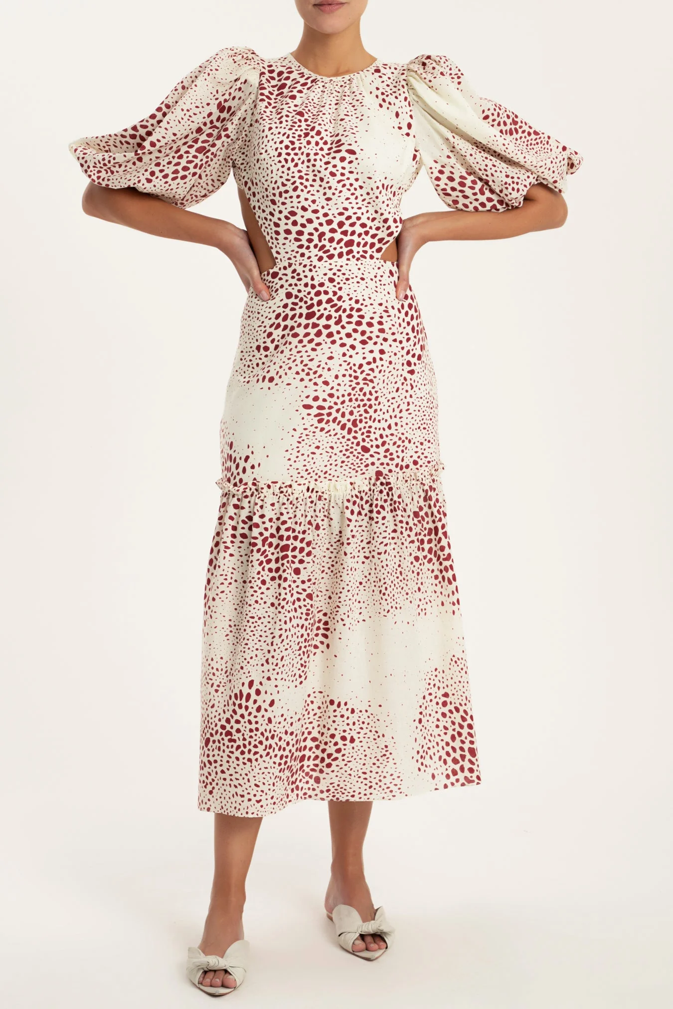 Serpent Puff-sleeved Midi Dress - Image 5