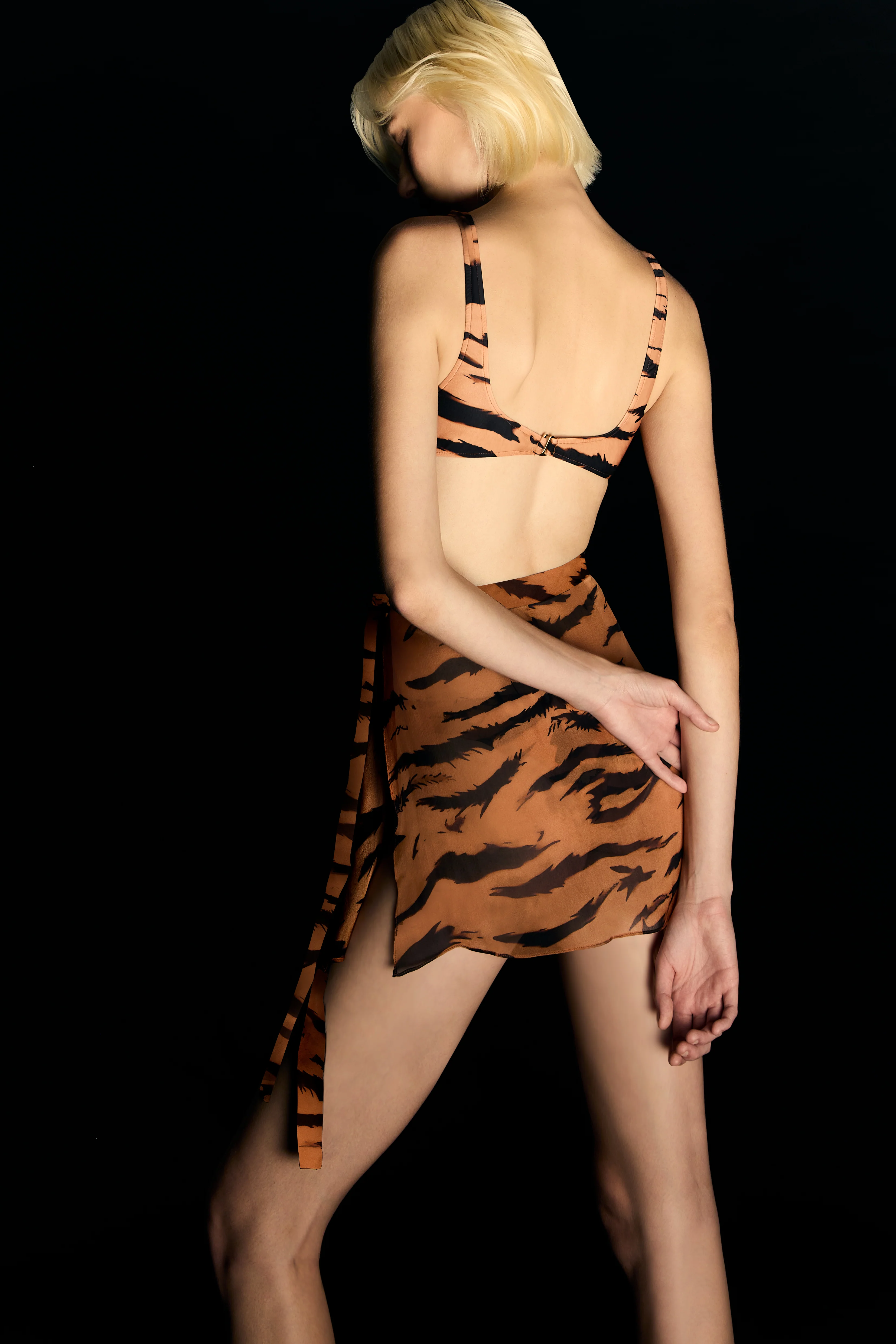 Side-Tie Silk Mini Skirt - Image 2