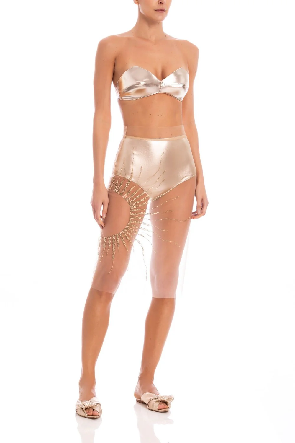 Soleil Embroidered Midi Skirt With Hot Pants