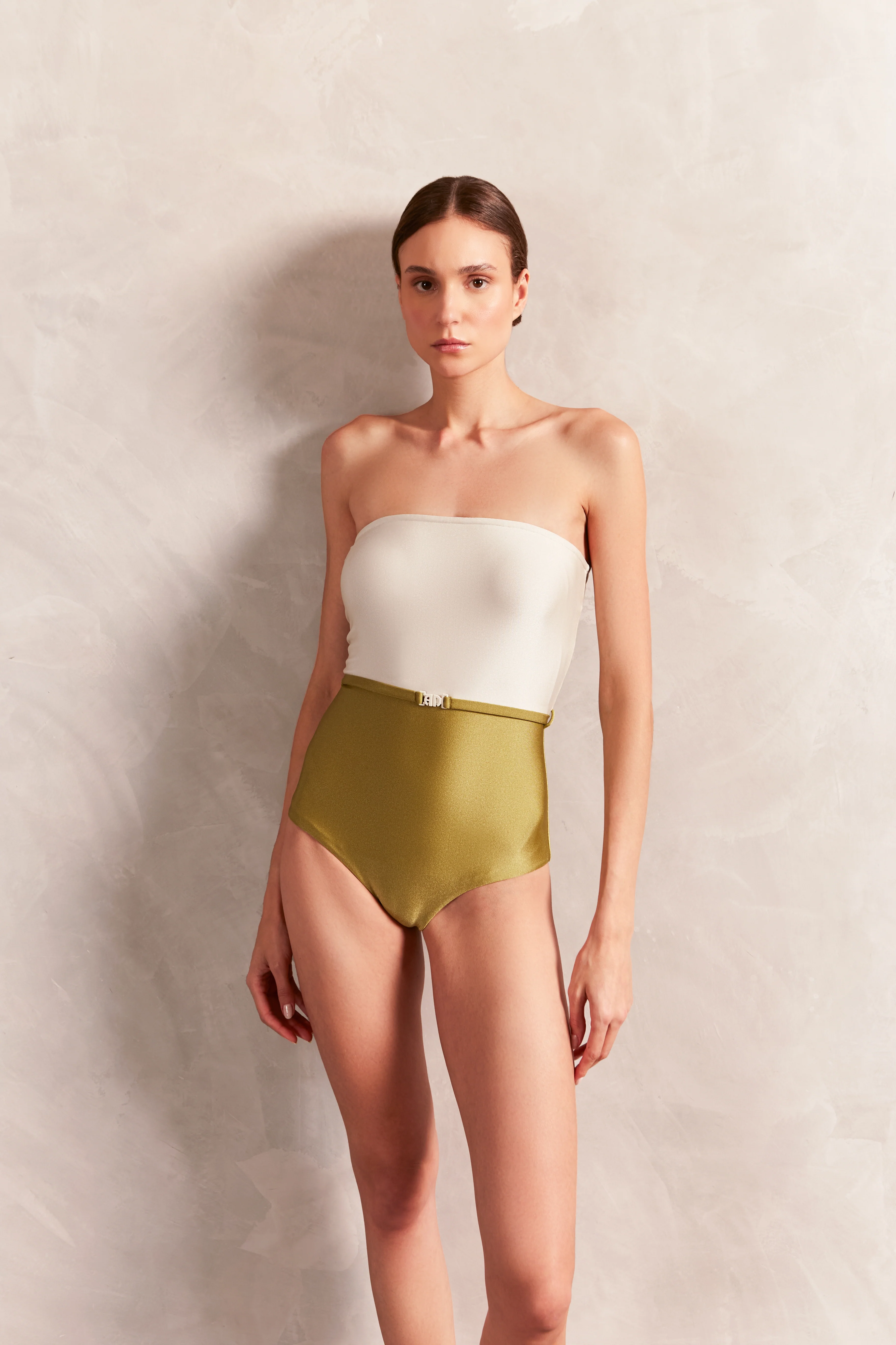 Solid AD Strapless Swimsuit