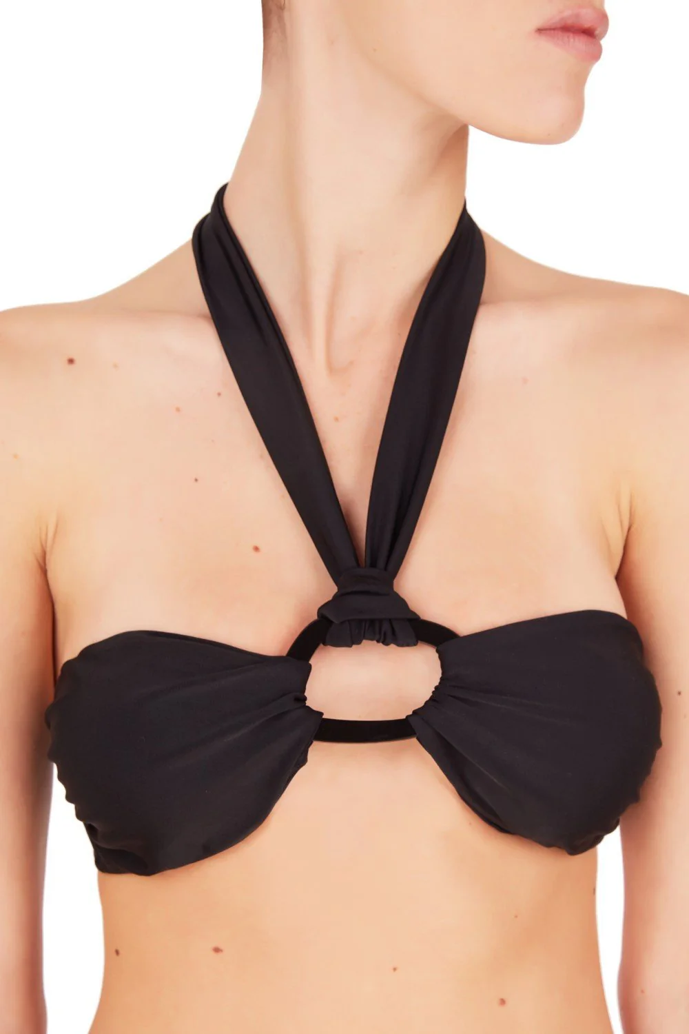 Solid Bandeau Bikini With Hoop - Image 3