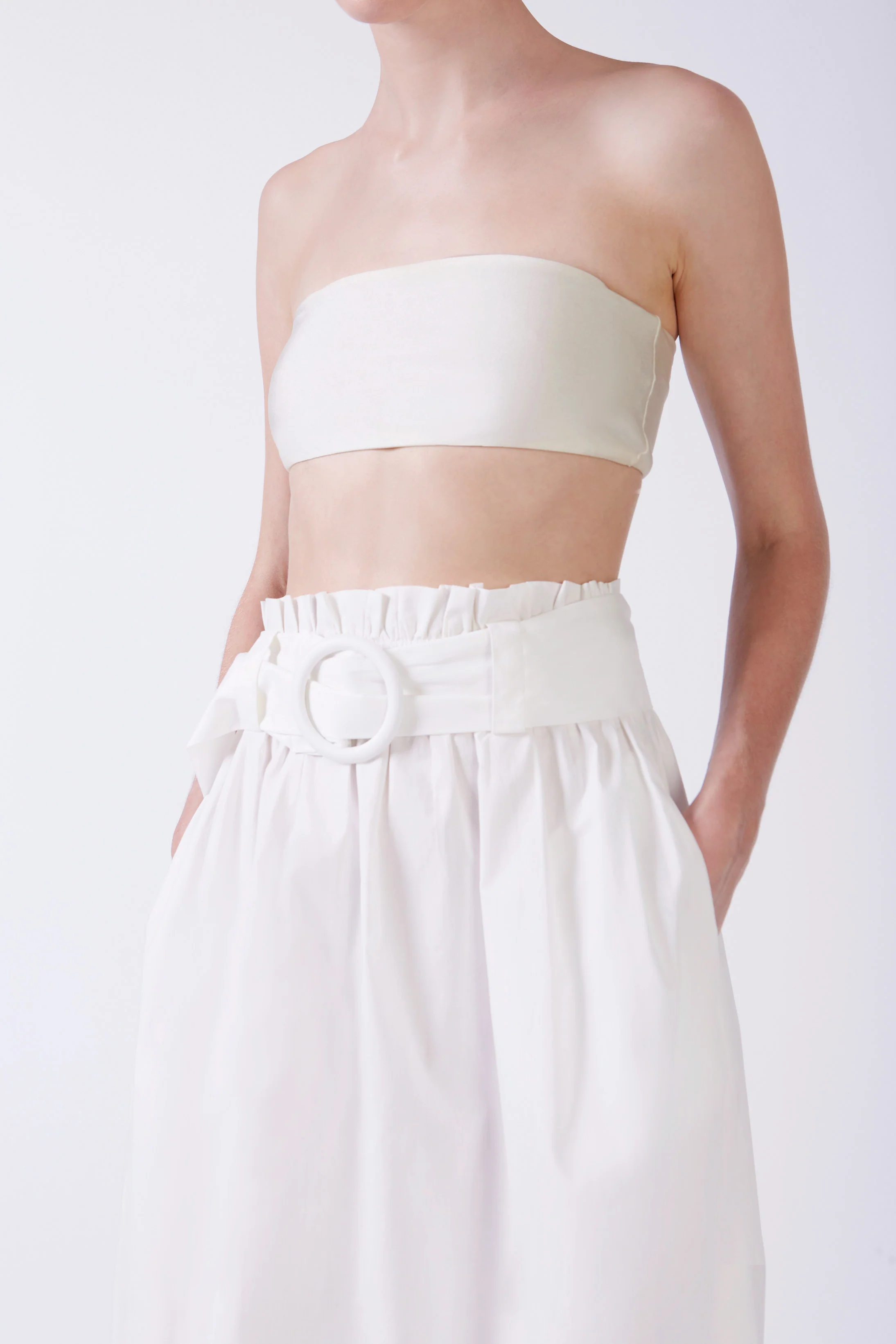 Solid Belted Long Skirt - Image 2