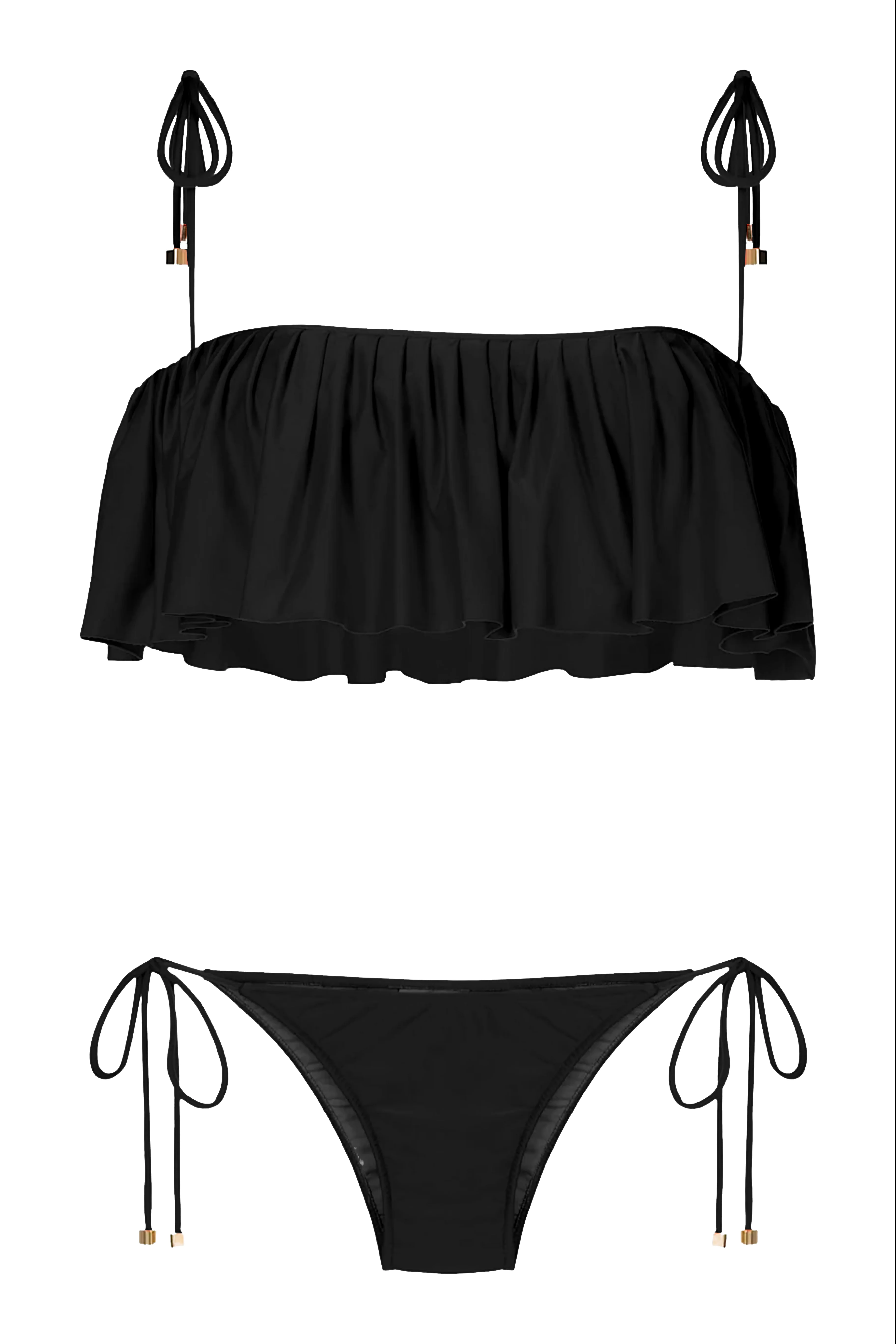 Solid Bikini With Straps - Image 4