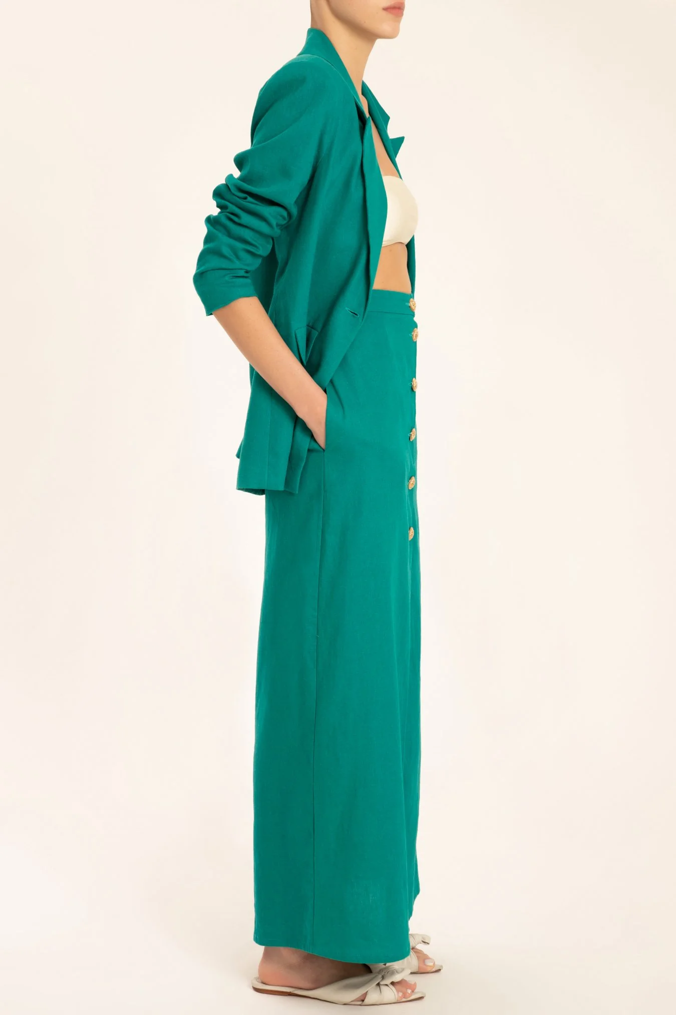 Solid Blazer With Button - Image 6
