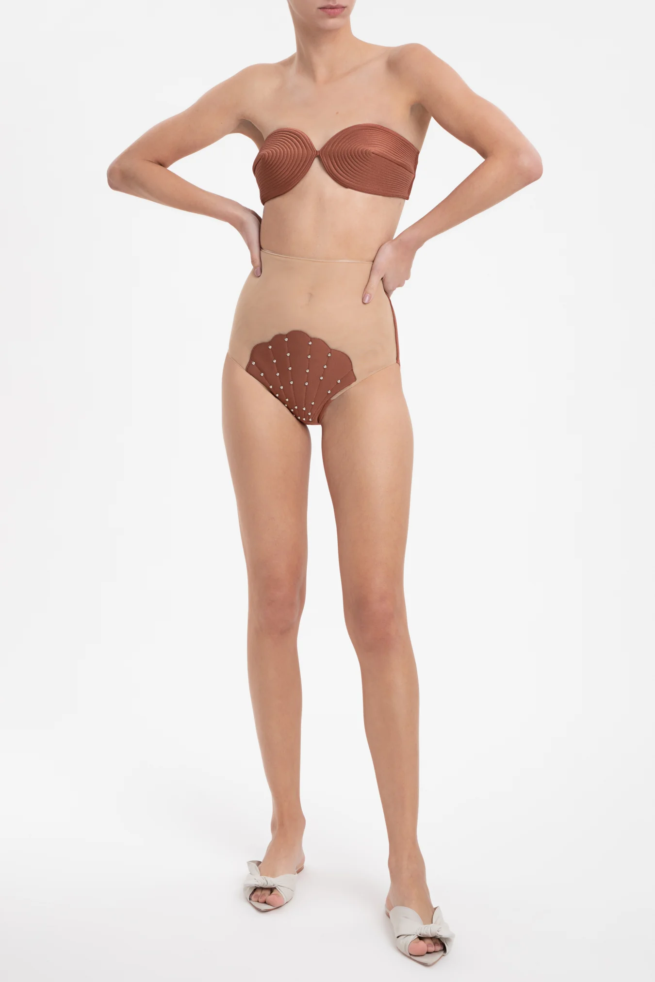 Solid Carre Vintage High-Waisted Matelasse Bikini - Image 5