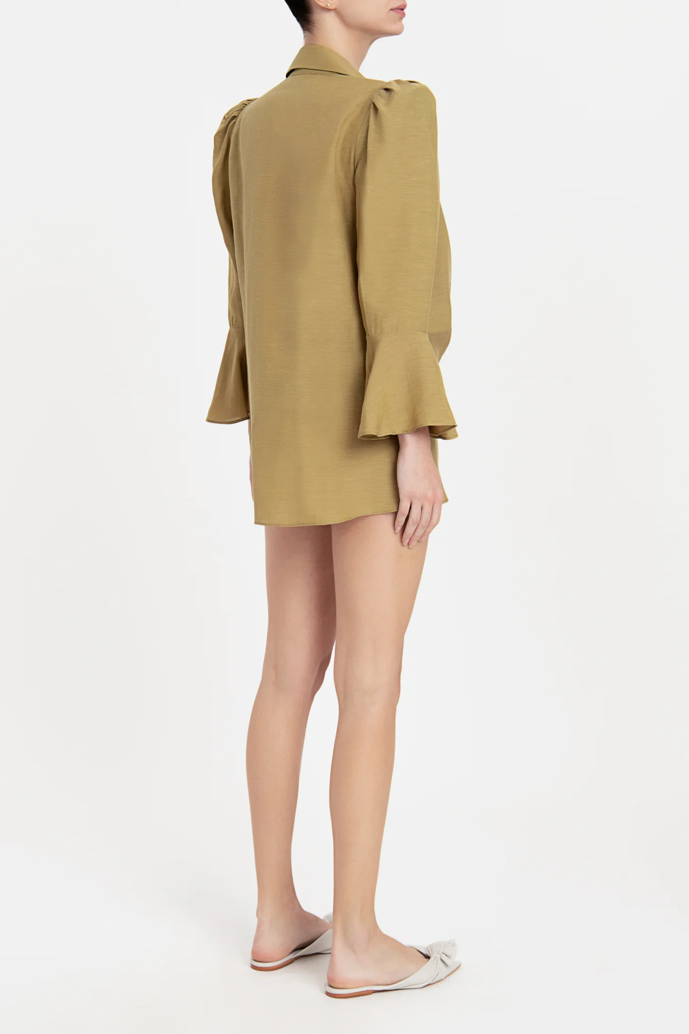 Solid Carre Vintage Puff-Sleeved Shirt - Image 3
