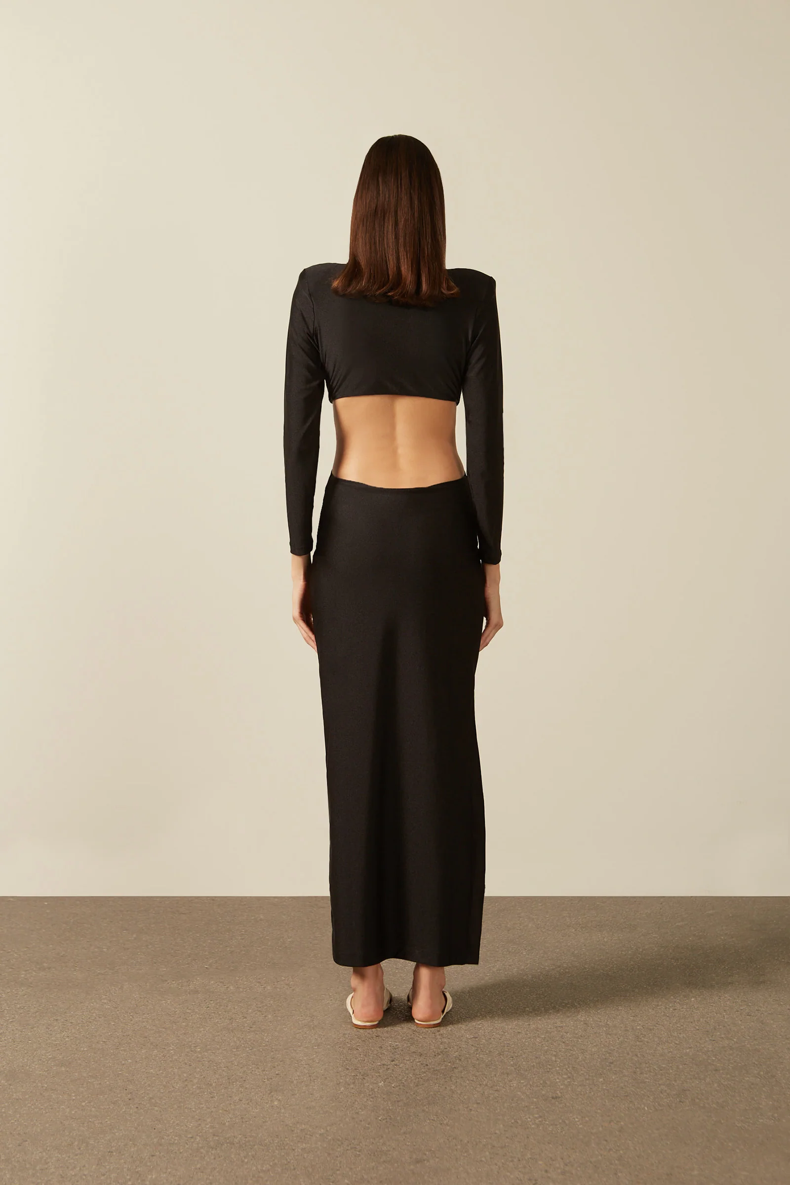 Solid Cut-Out Long Dress - Image 3