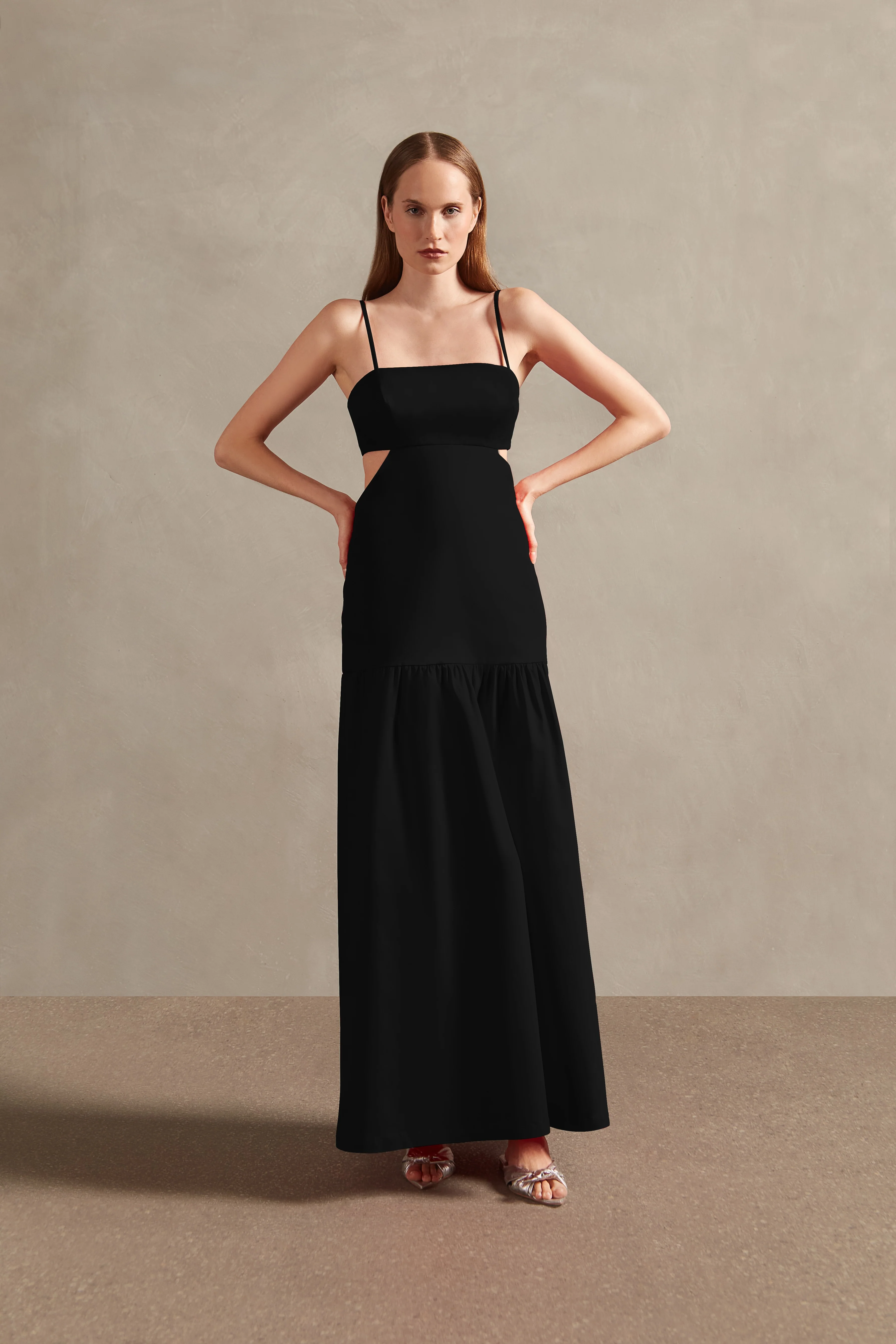 Solid Cut-Out Long Dress