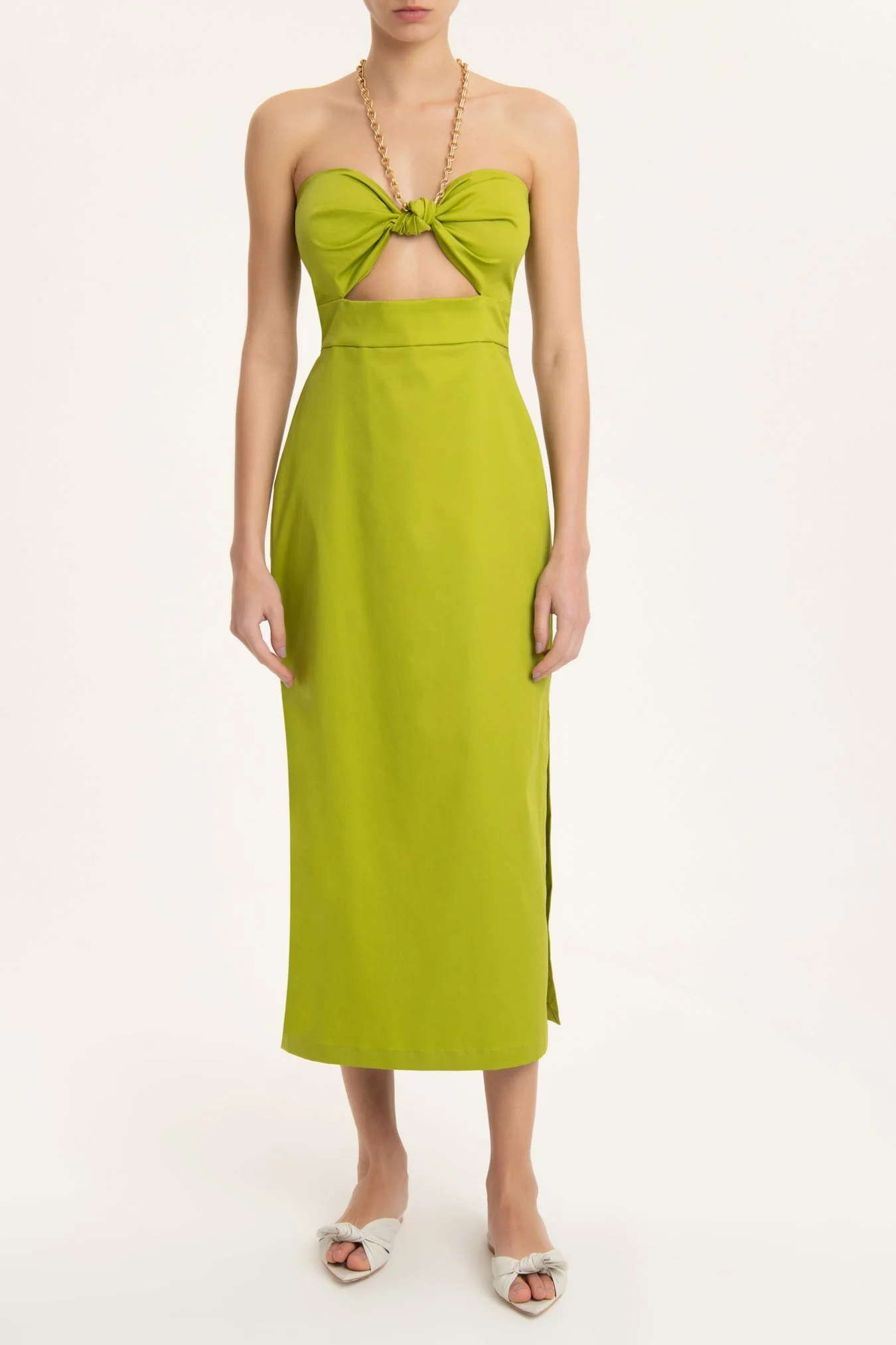 Solid Cut-Out Midi Dress