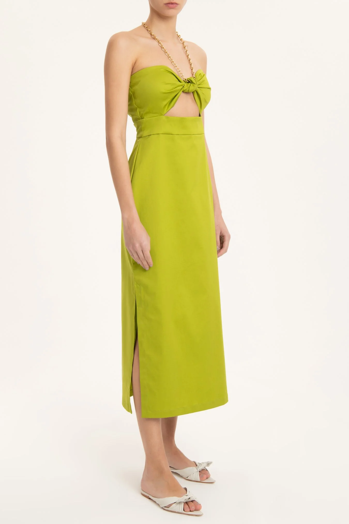 Solid Cut-Out Midi Dress - Image 5