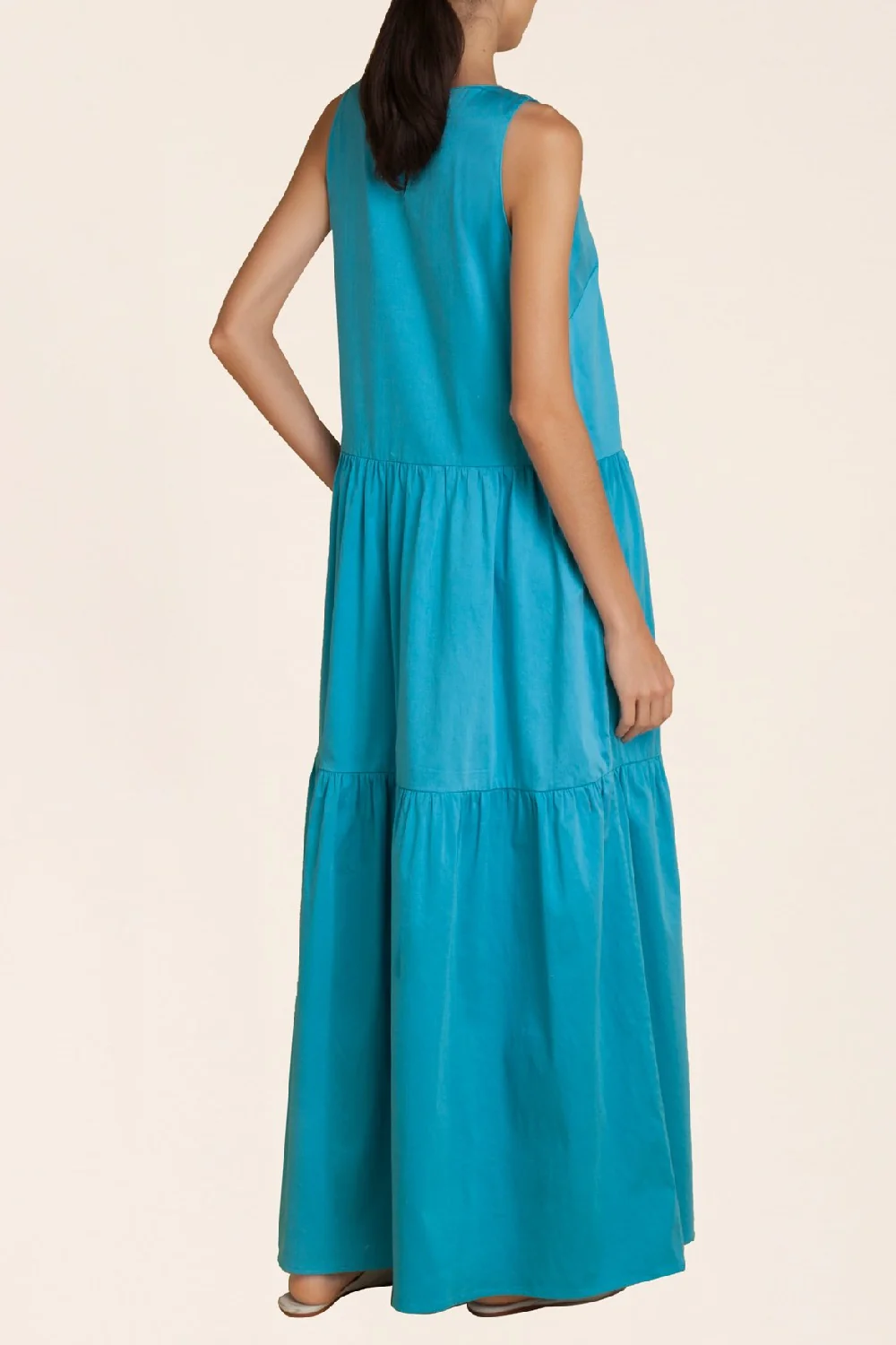 Solid Frilled Long Dress - Image 3