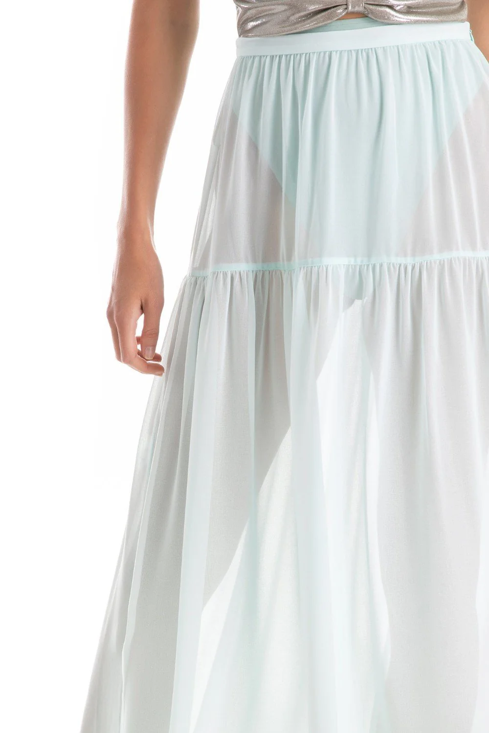 Solid Frilled Long Skirt - Image 3