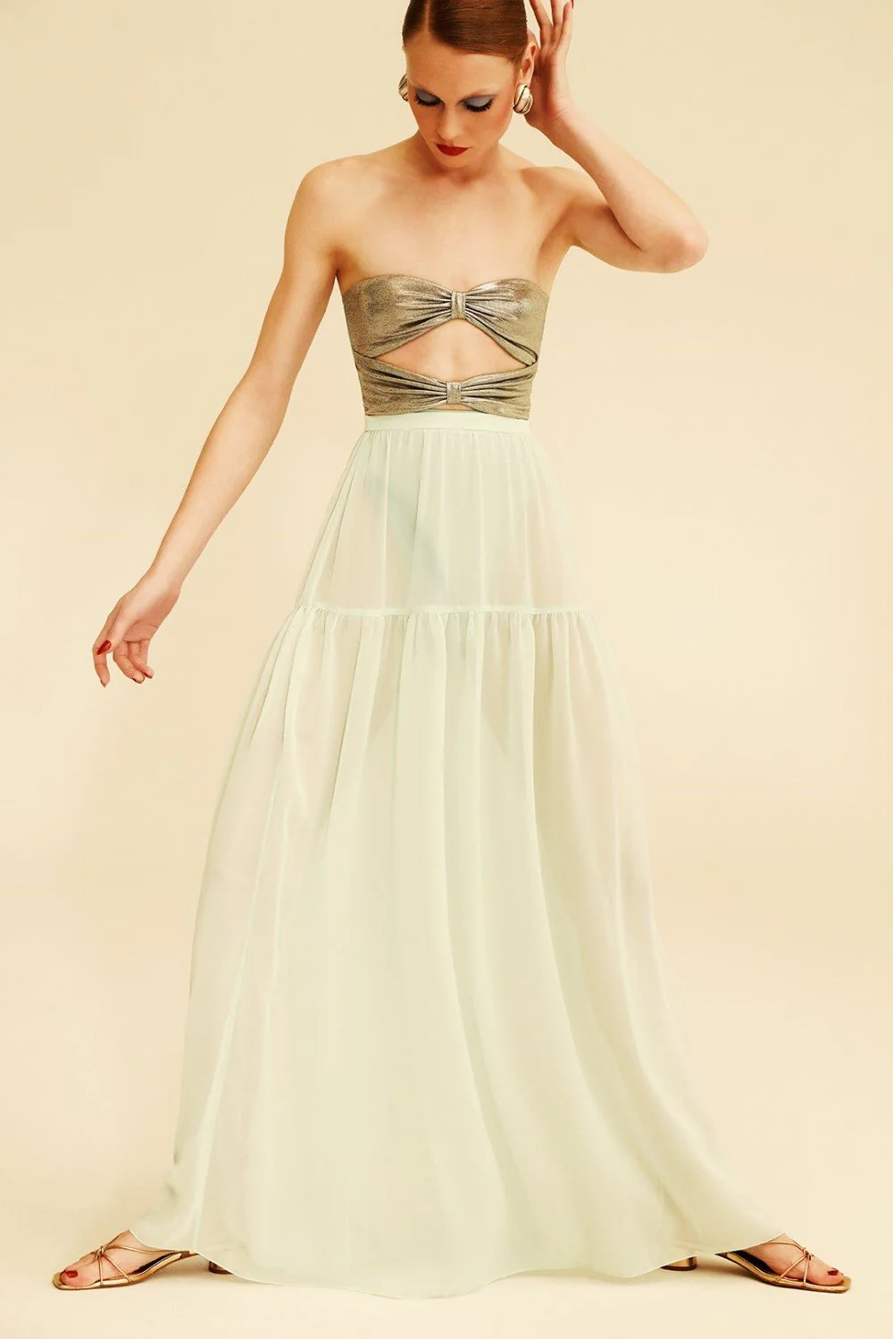 Solid Frilled Long Skirt - Image 4