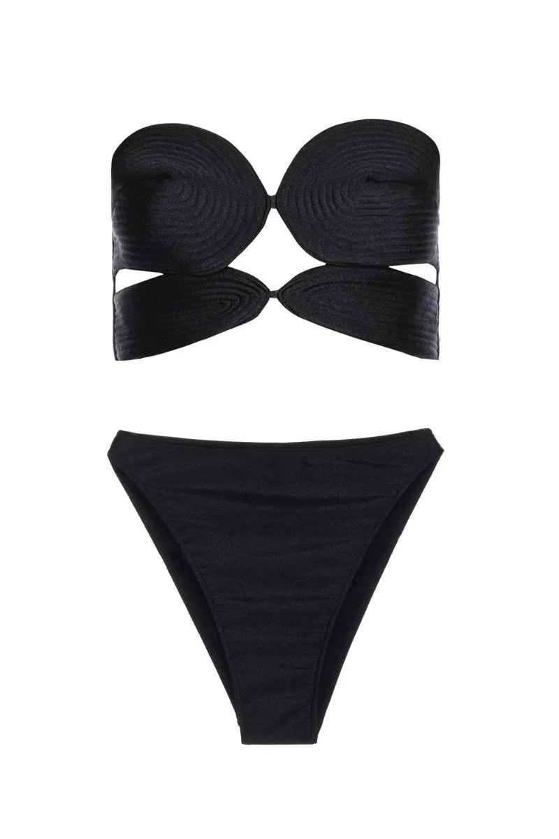 Solid High-leg Matelasse Bikini - Image 7