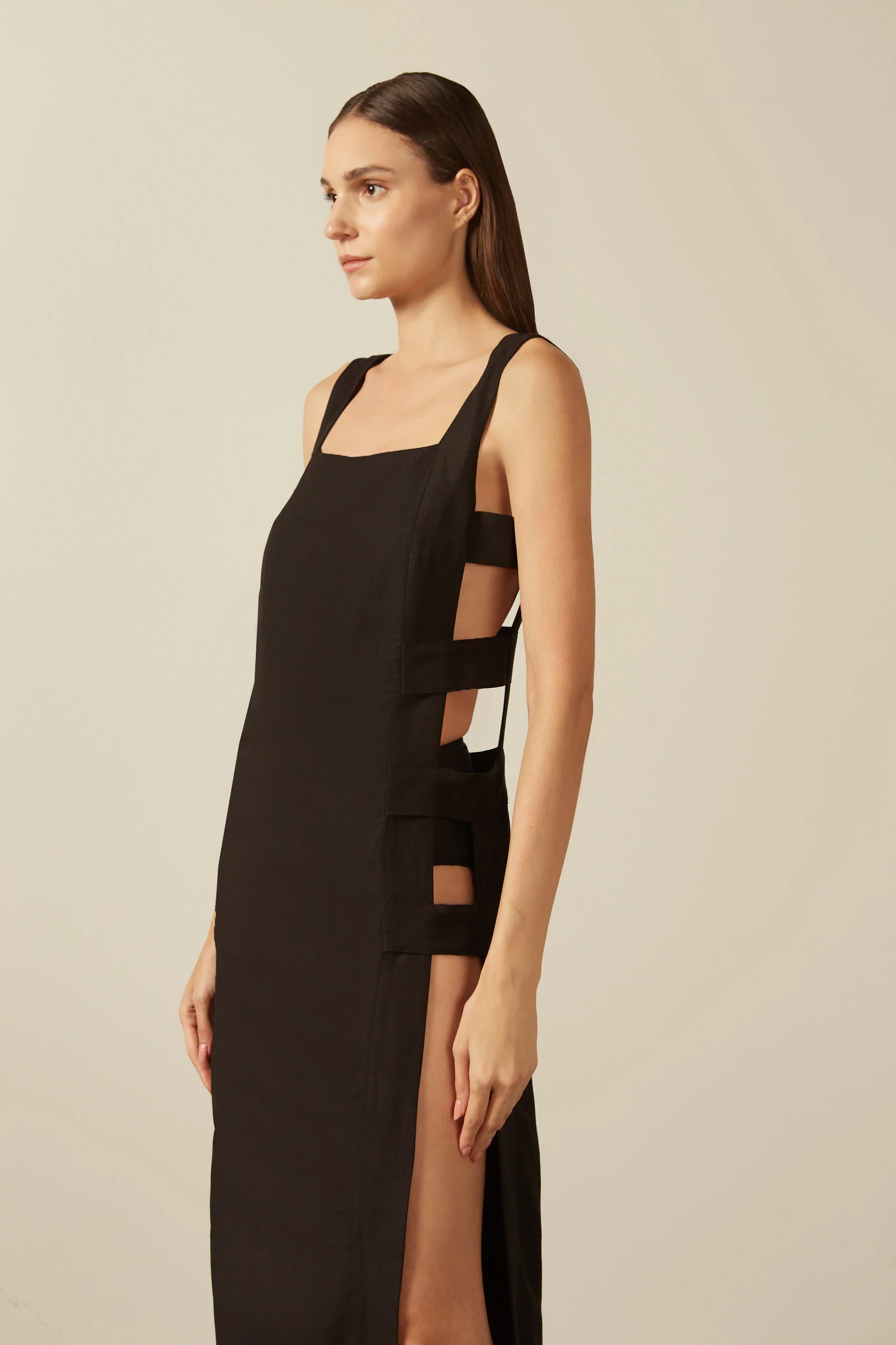 Solid Long Dress With Open Sides - Image 3