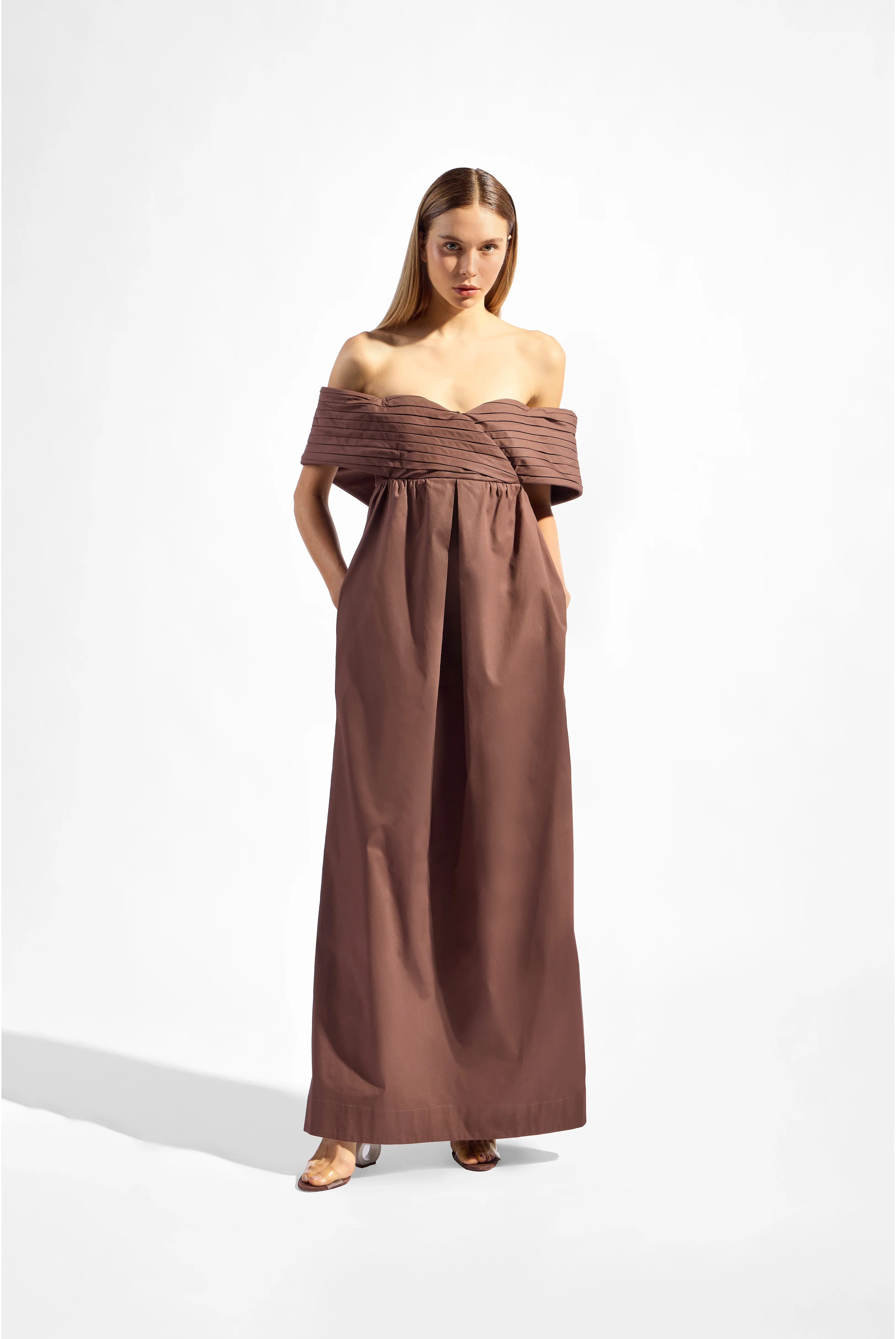 Solid Off-The-Shoulder Maxi Dress - Image 2