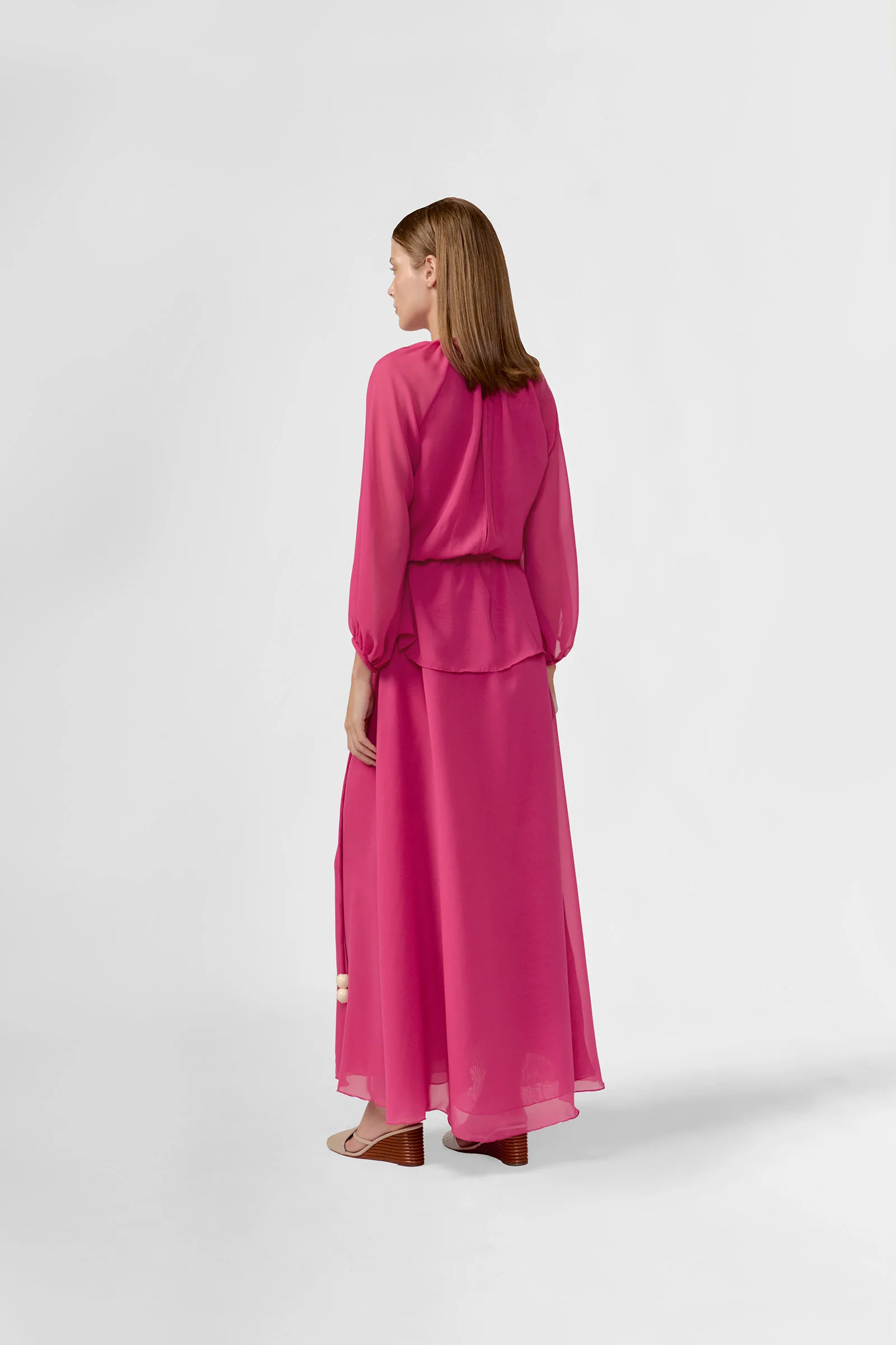 Solid Peplum Maxi Dress - Image 3