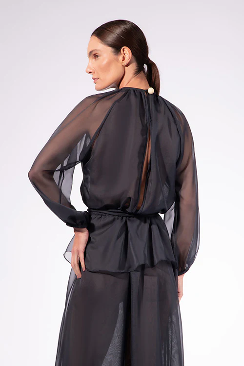Solid Peplum Maxi Dress - Image 5