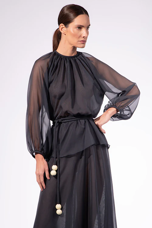 Solid Peplum Maxi Dress - Image 6