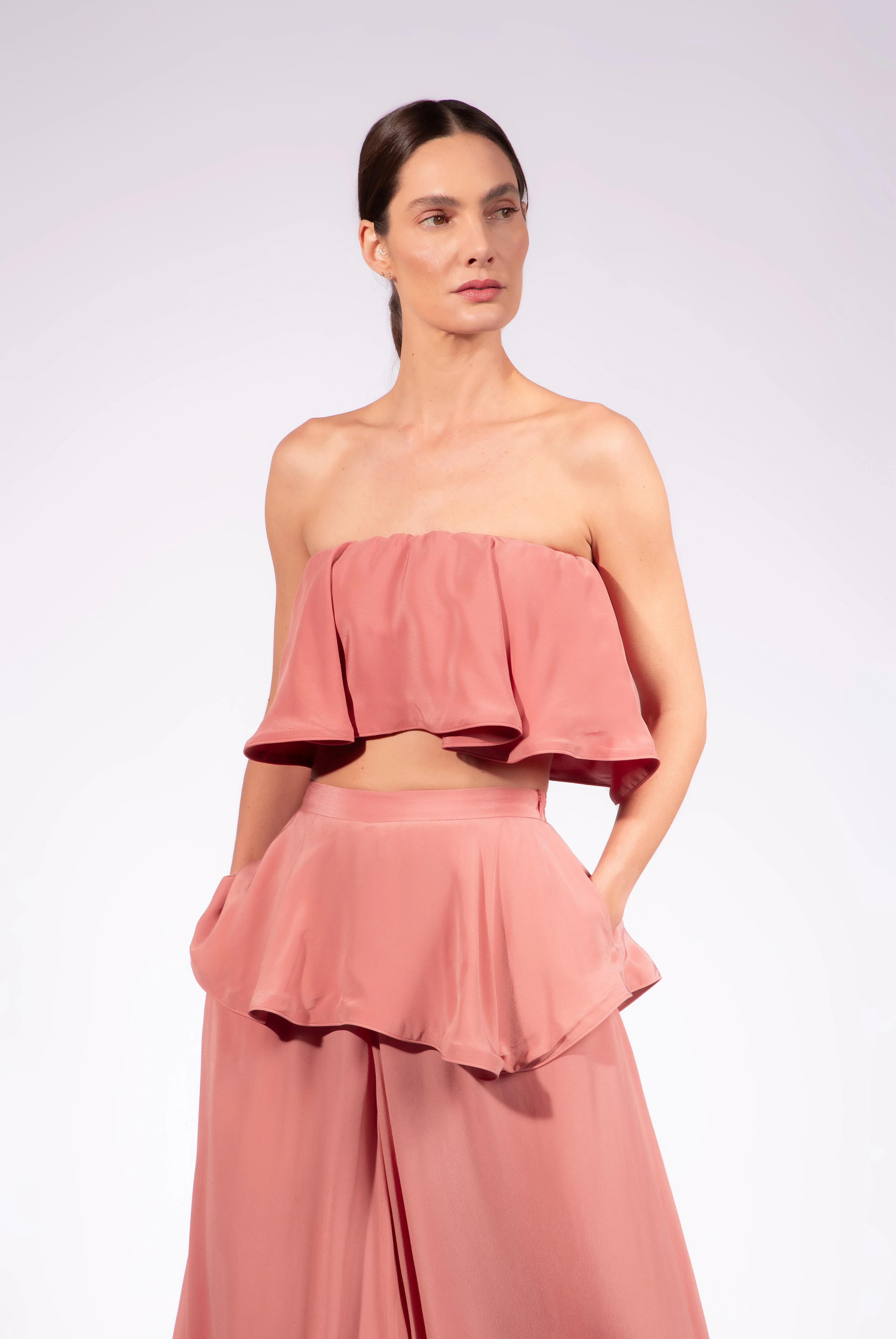 Solid Peplum Maxi Pants - Image 4