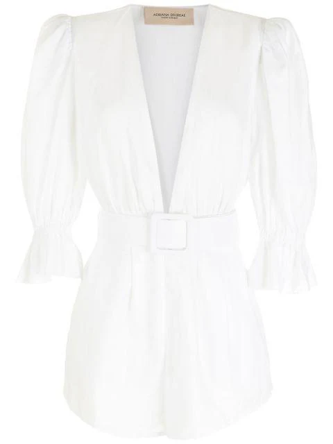 Solid Playsuit With Belt - Image 2