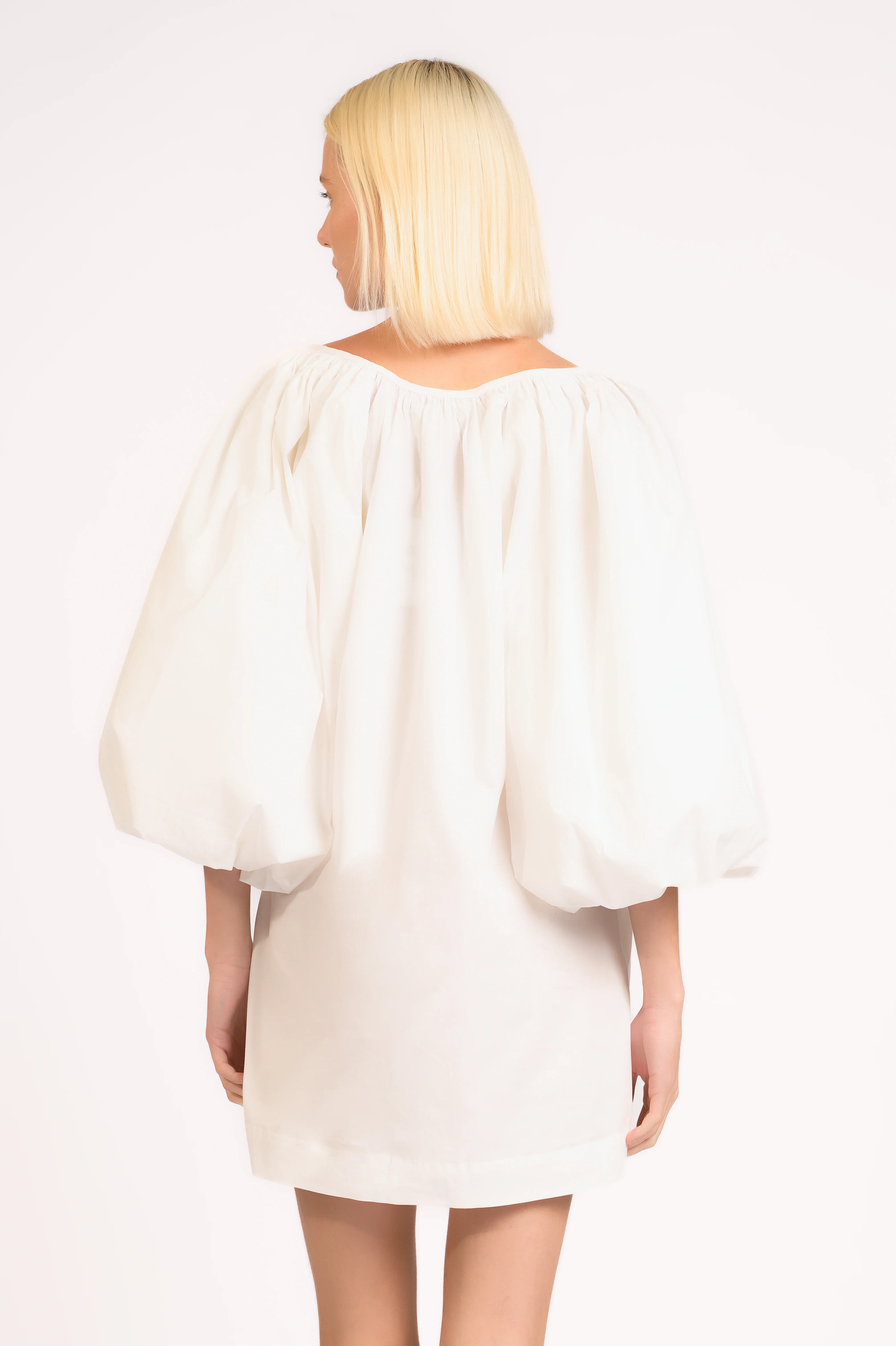 Solid Puff Sleeve Mini Dress - Image 5
