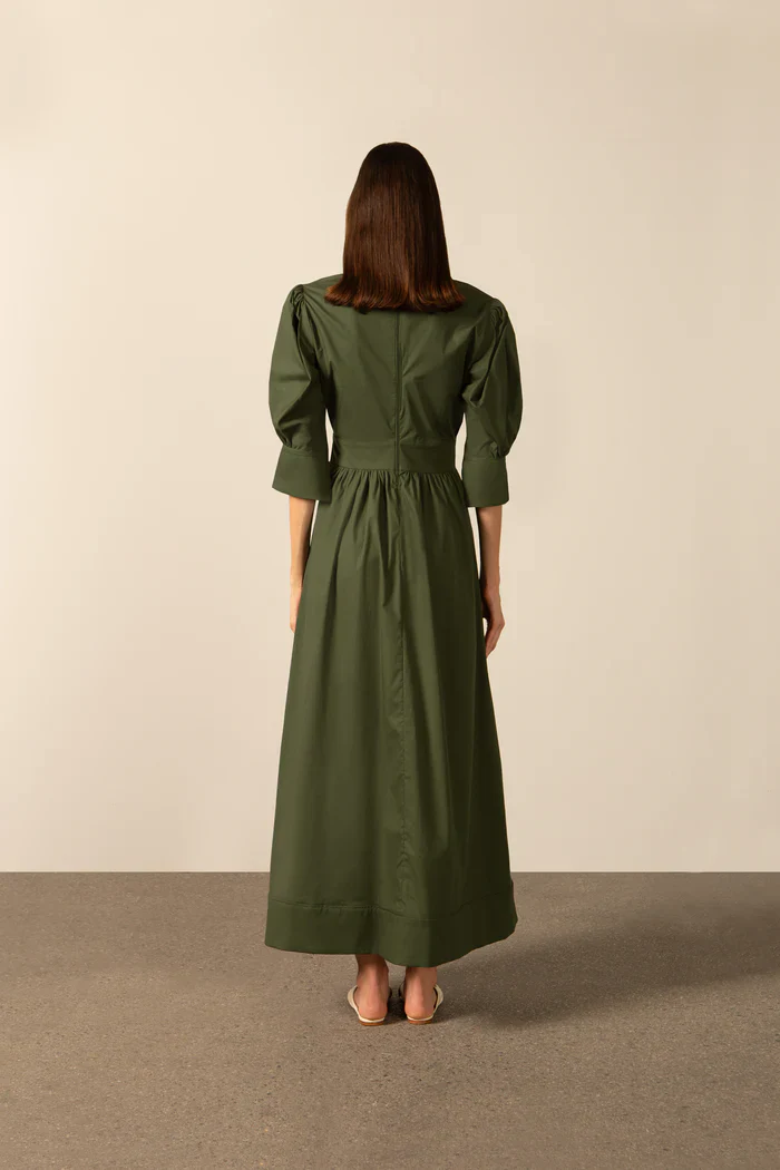Solid Puff-Sleeved Long Dress - Image 2