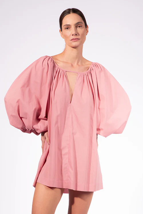 Solid Puff Sleeve Mini Dress - Image 3